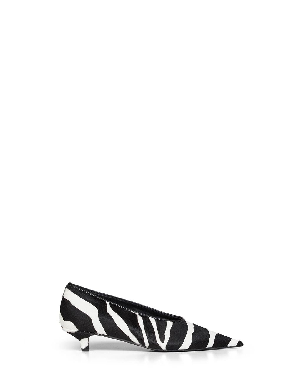 Totême White Zebra-Print Pony Hair Sharp Kitten-Heel Pumps