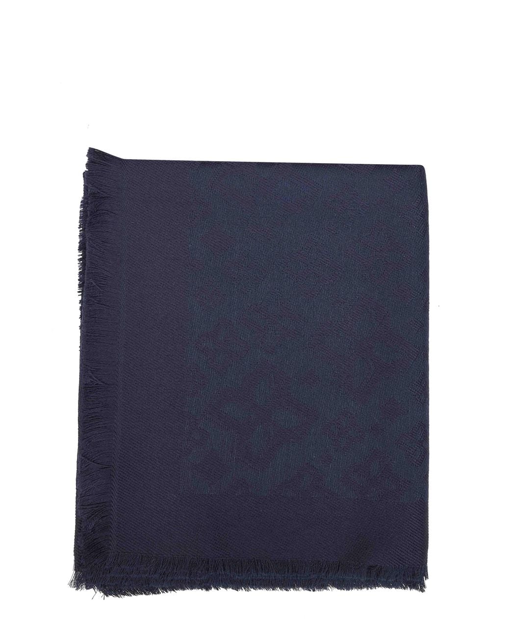 Tagliatore Blue Jacquard Wool Scarf With All-Over Logo Pattern for men