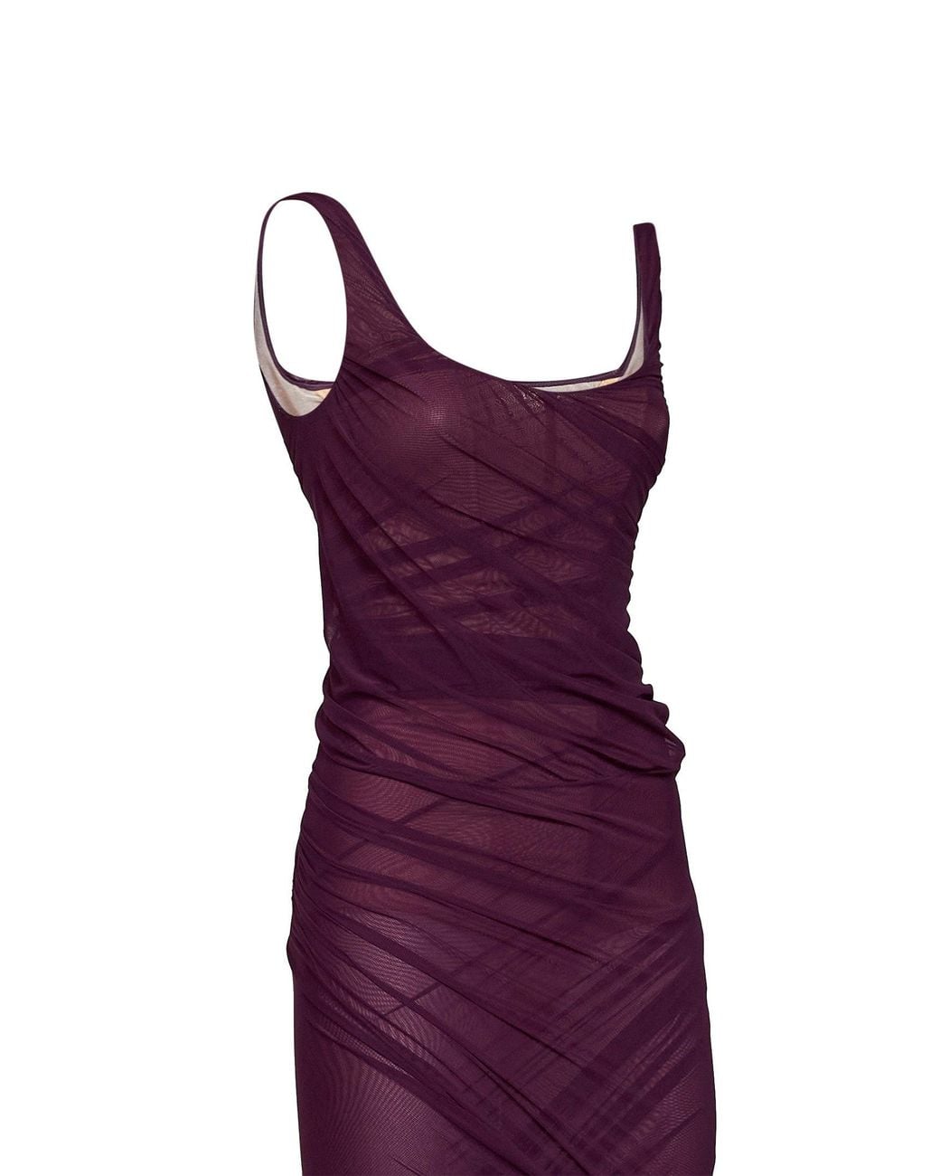 The Attico Purple Plum Tulle "Superattico10" Draped Midi/Long Dress