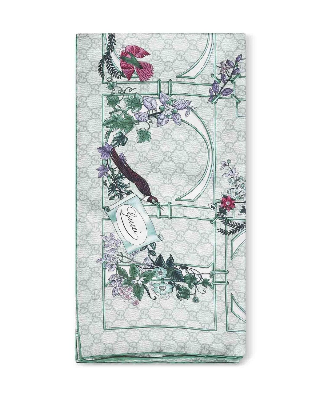 Gucci Blue Printed Silk Twill Scarf