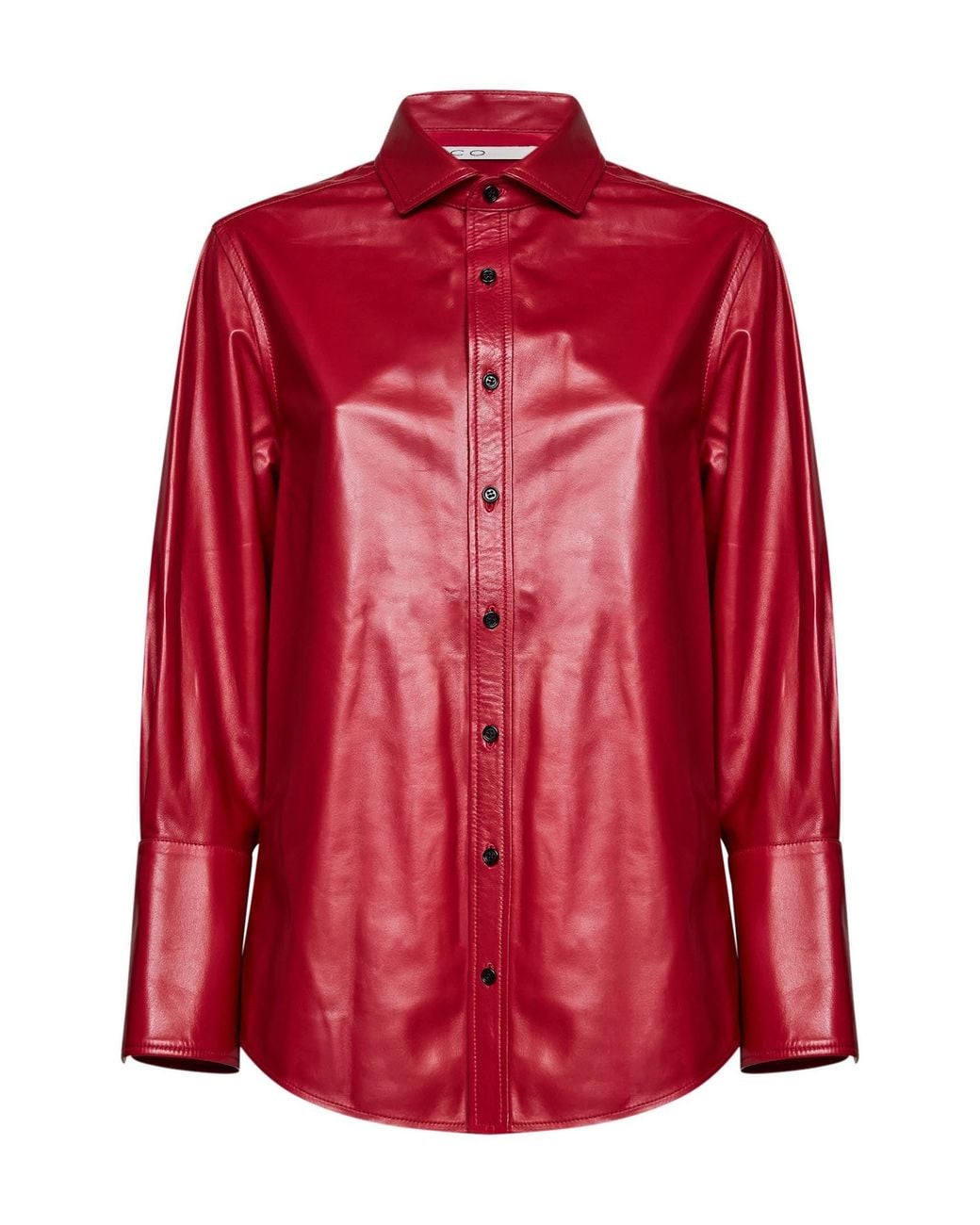 Co. Red Cherry Leather Stand Llar Shirt