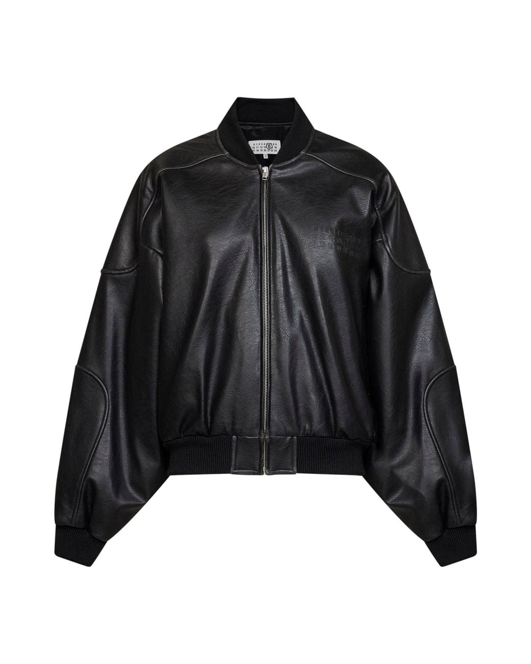 MM6 by Maison Margiela Black Faux Leather Oversized Bomber Jacket