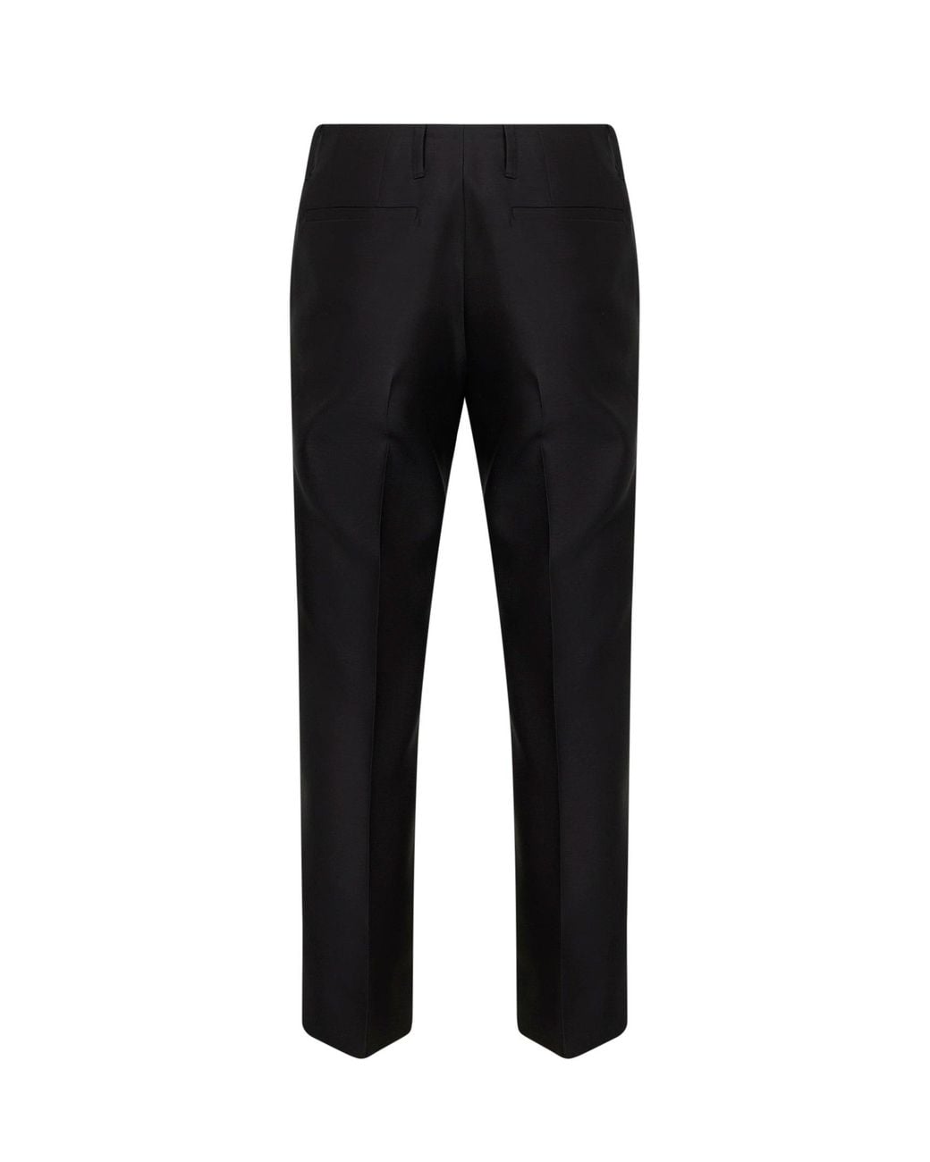 Dries Van Noten Black Rounded Wool Silk Tailored Cropped Trousers