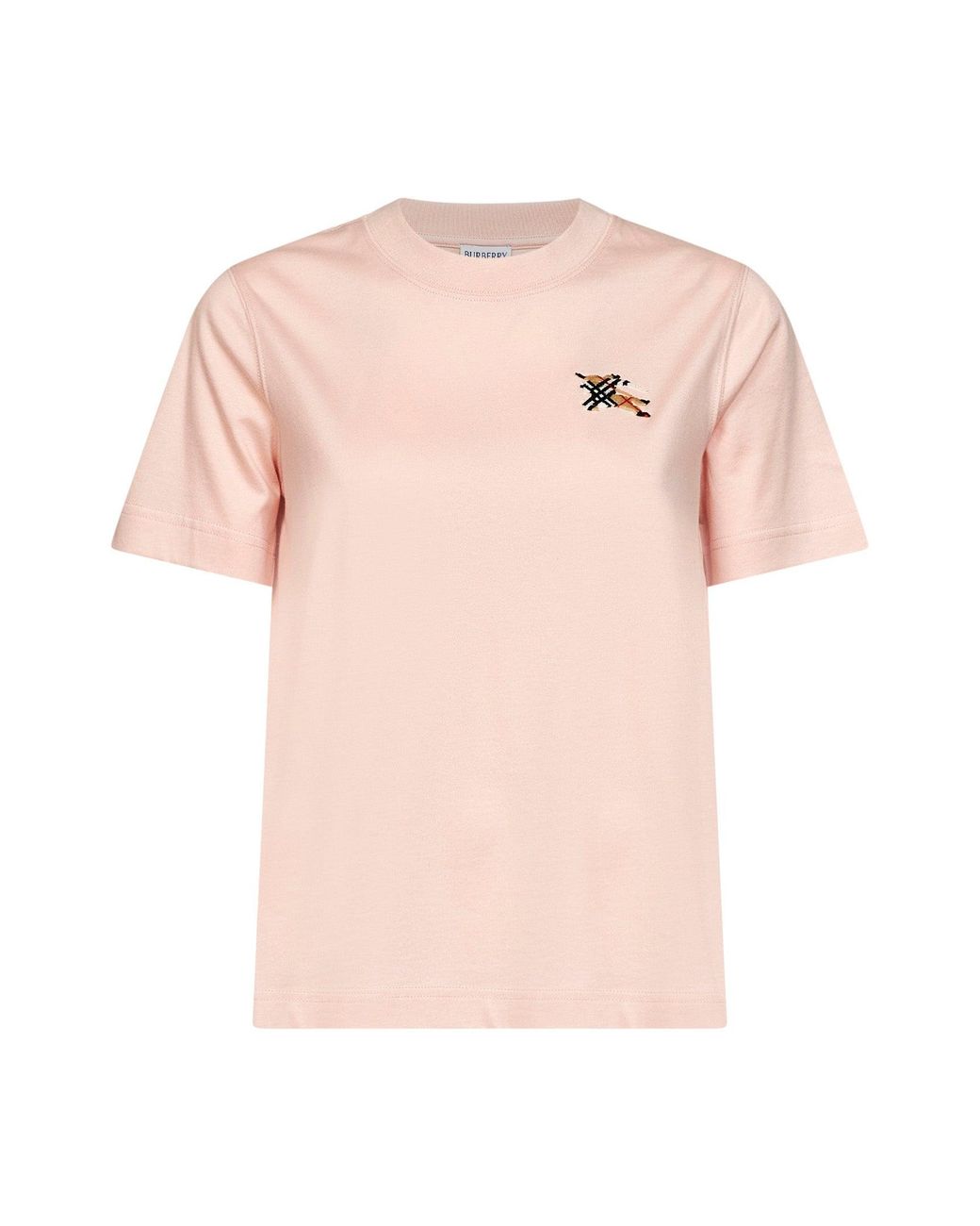 Burberry Pink Cotton T-Shirt With Knight Check