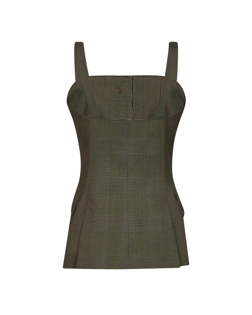 Max Mara Green Khaki Glen Plaid Wool Mxmbacca Vest