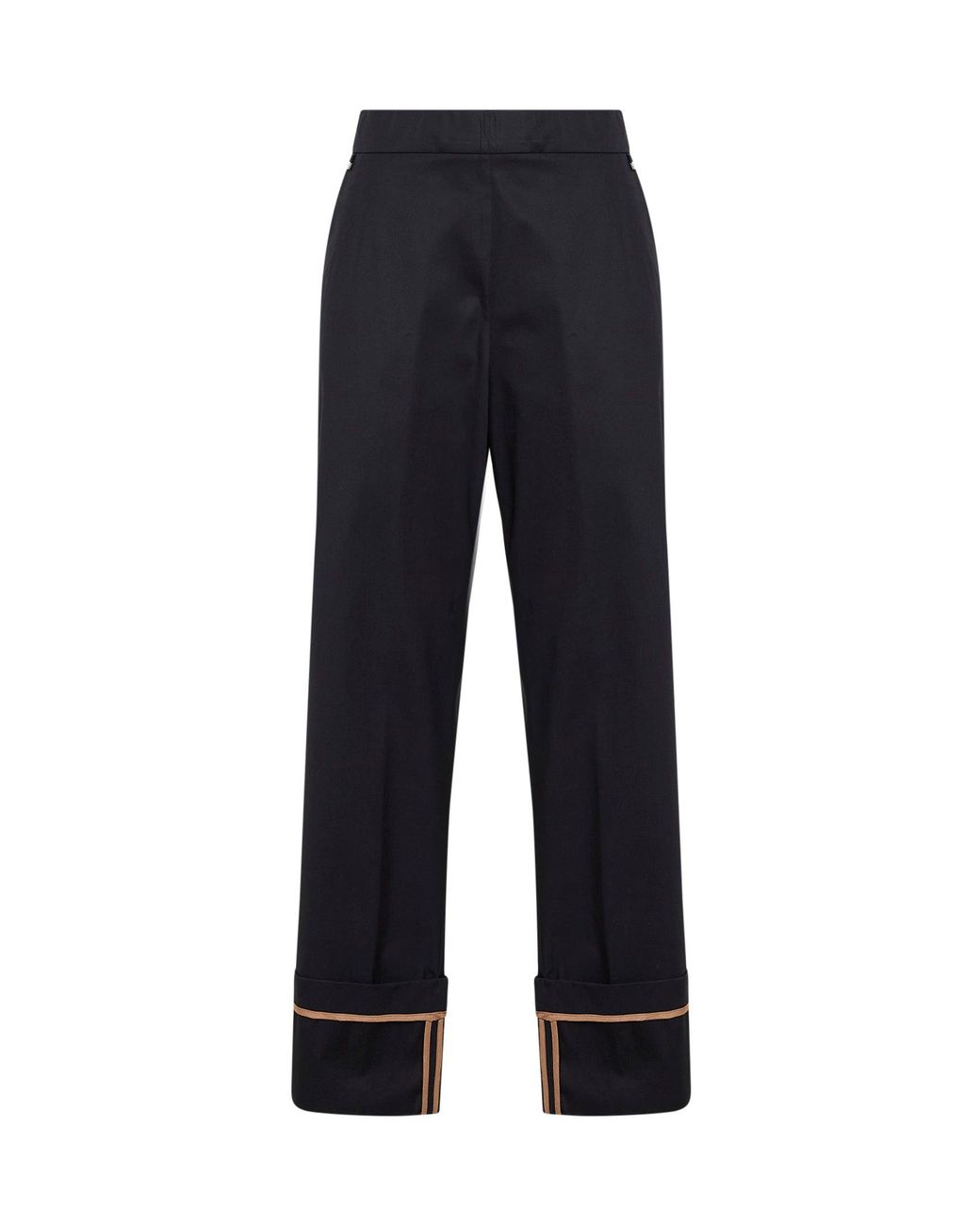 Herno Blue Cotton Gabardine Trousers With Turn-Up Hems