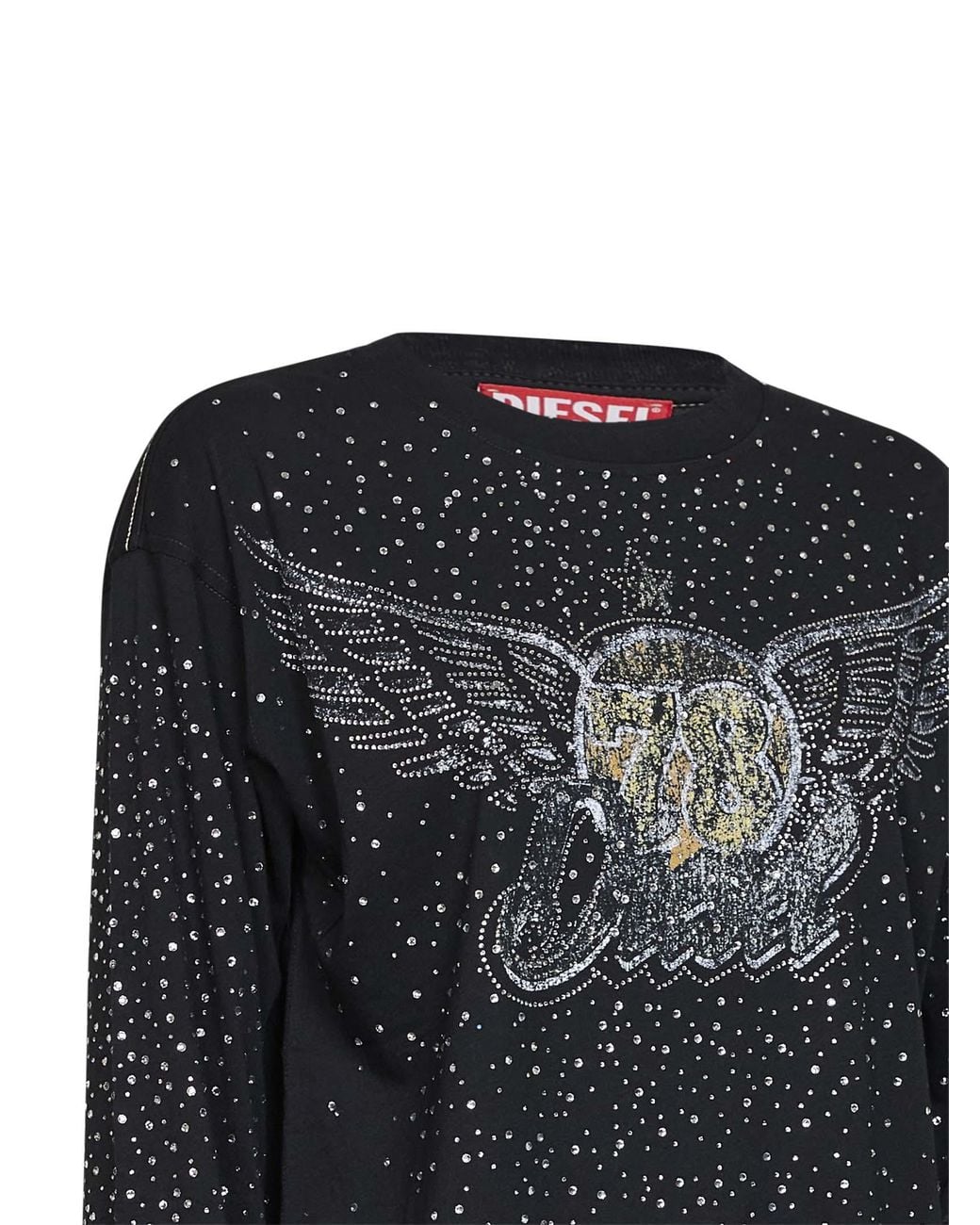DIESEL Black Jersey Rhinestone-Embellished Printed T-Edro-Crt-Ls-C T-Shirt