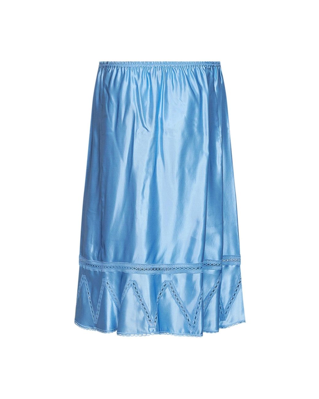Rabanne Blue Sunset Viscose And Silk Satin Midi Skirt With Lace