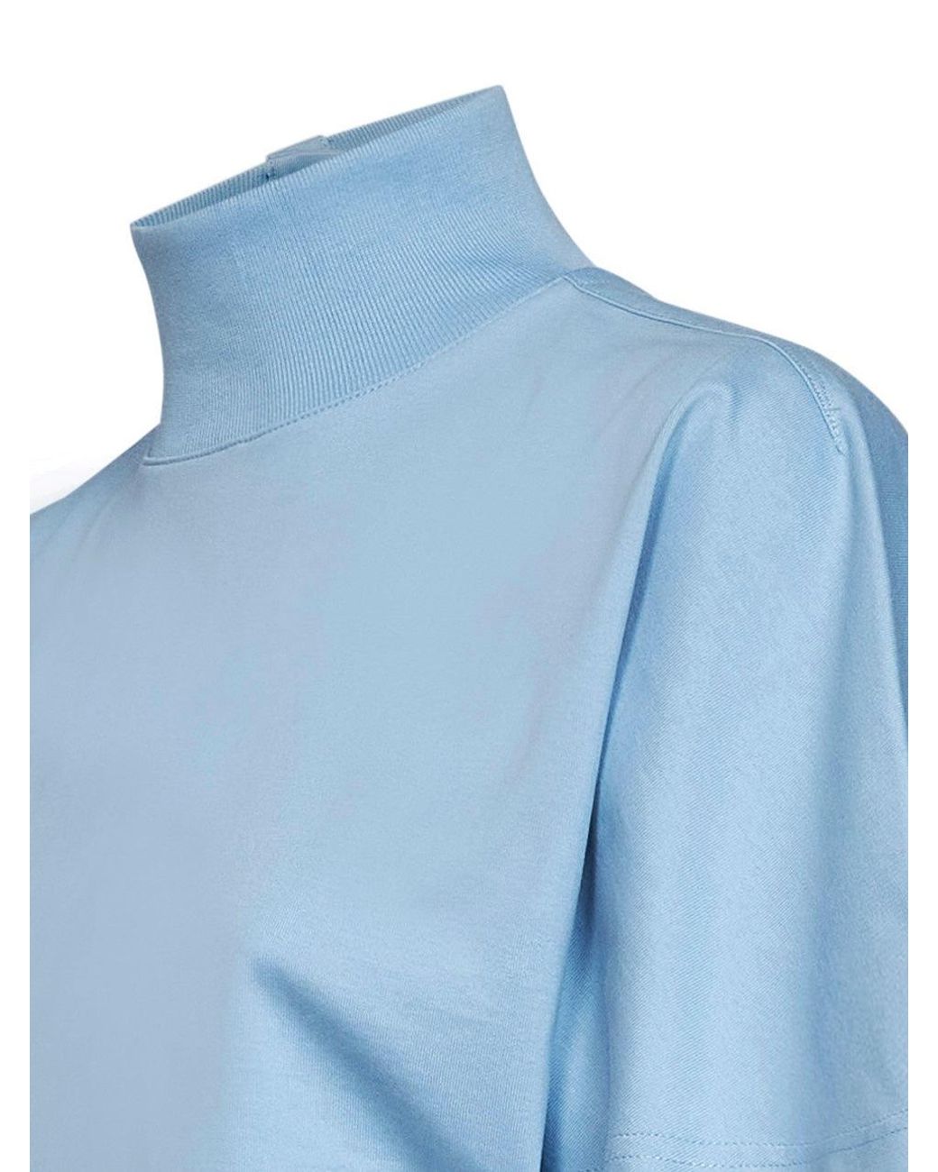 Alaïa Blue Sky Cotton Jersey Cropped T-Shirt