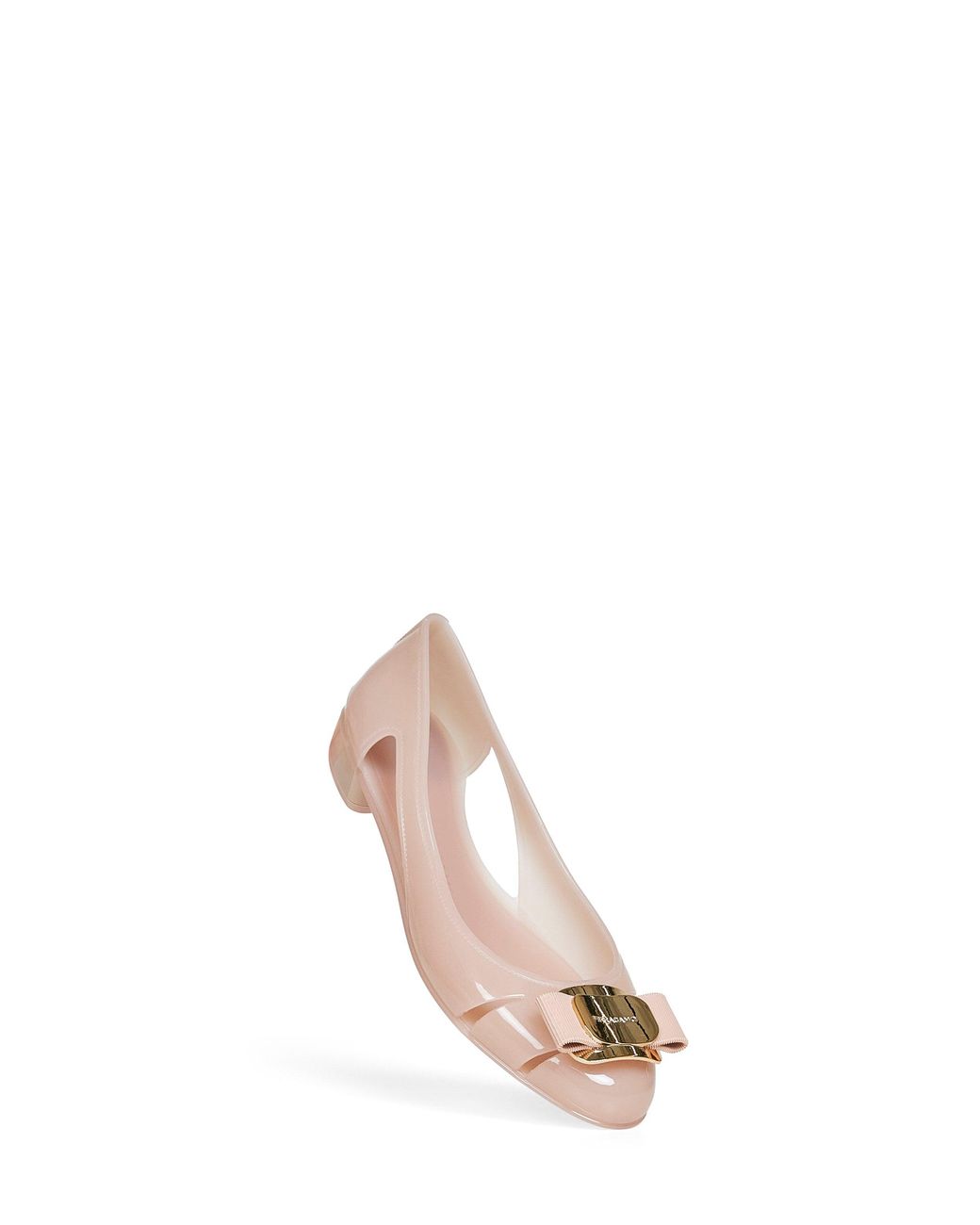 Ferragamo Pink Dusty Rubber Nara Jelly Ballet Flats
