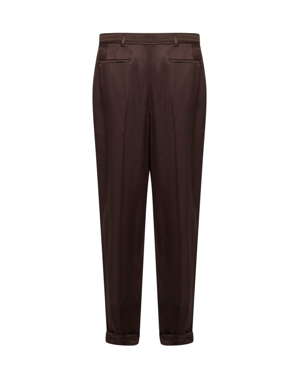 Saint Laurent Brown Chocolate Duchesse Silk Satin Slim-Fit Trousers for men