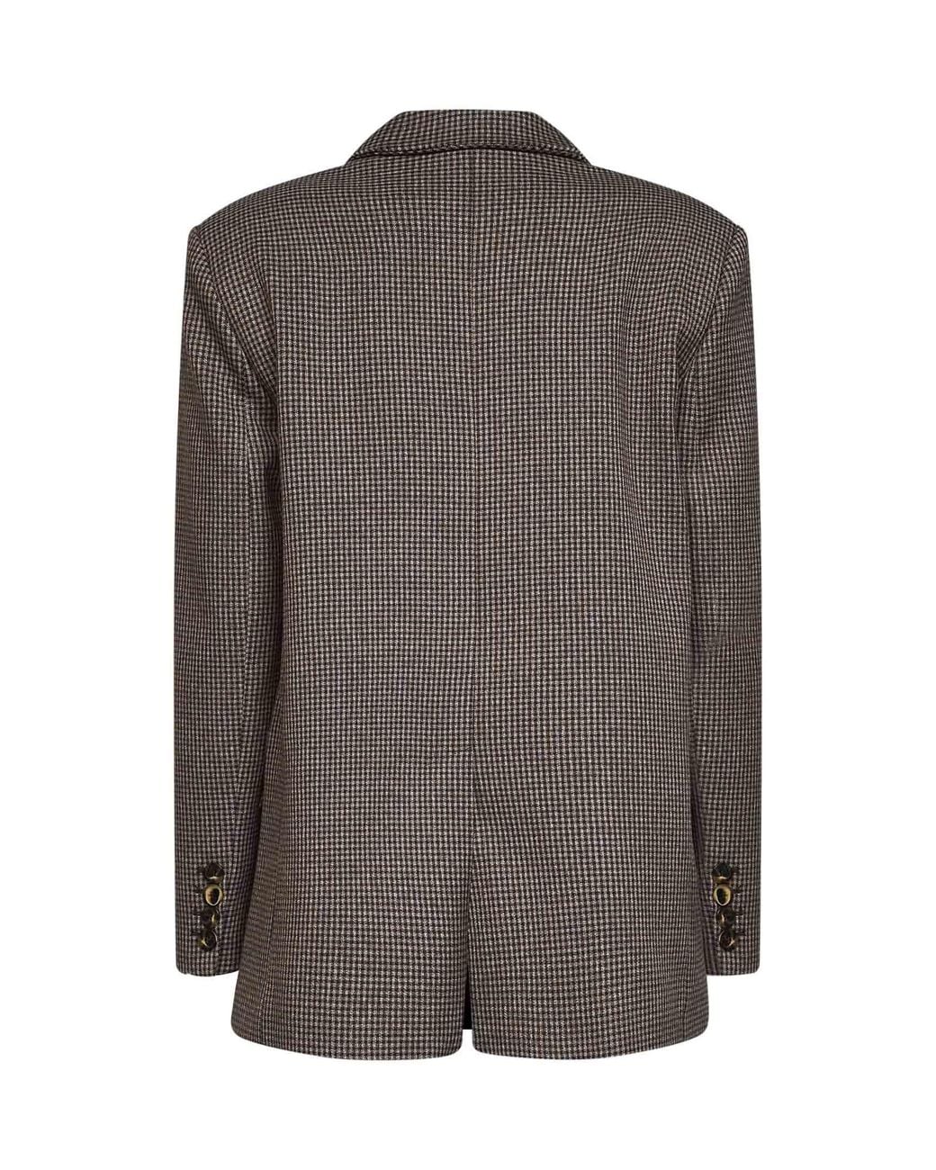 Blanca Vita Brown Dark Houndstooth Viscose Blend Gedesa Single-Breasted Blazer