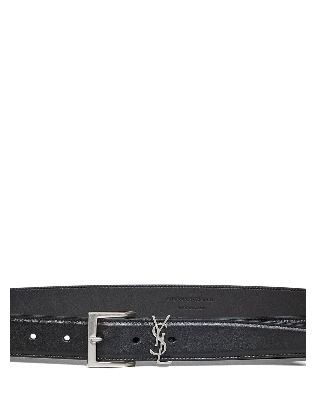 Saint Laurent White Smooth Leather Cassandre Vadim Belt for men