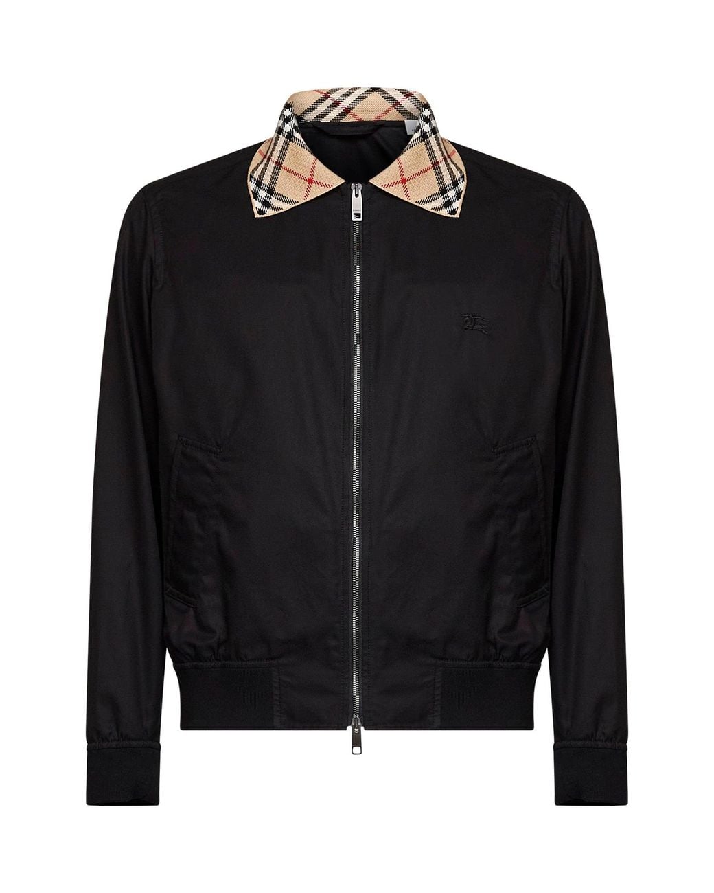 Burberry Black Gabardine Harrington Glenfields Jacket for men