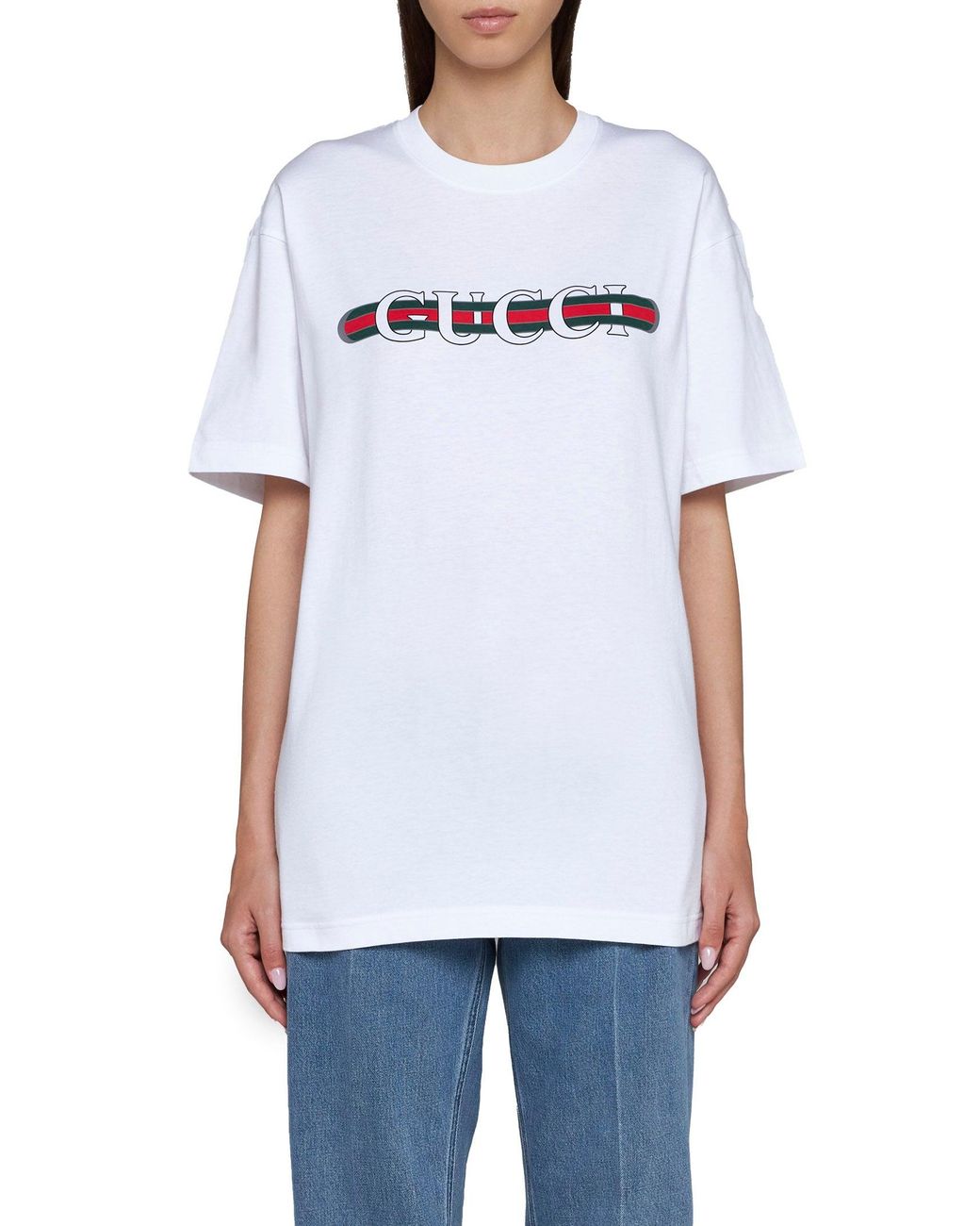 Gucci White Printed Cotton Jersey T-Shirt