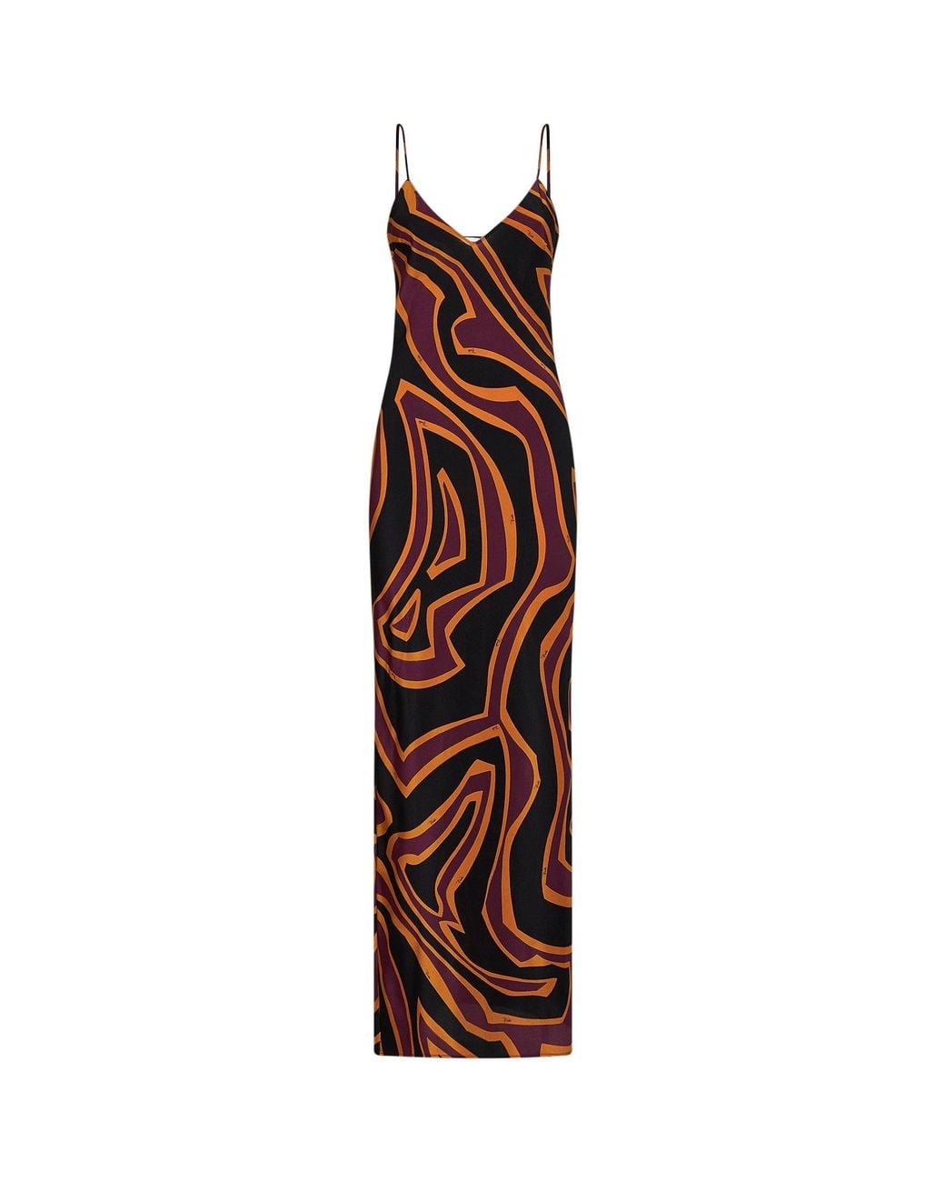 Emilio Pucci Brown Burgundy And Labirinto-Print Crêpe De Chine Long Slip Dress