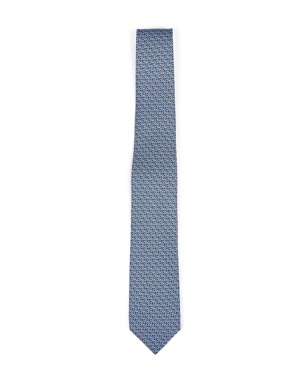 Ferragamo Blue Gancini Silk Twill Cerchio Tie for men