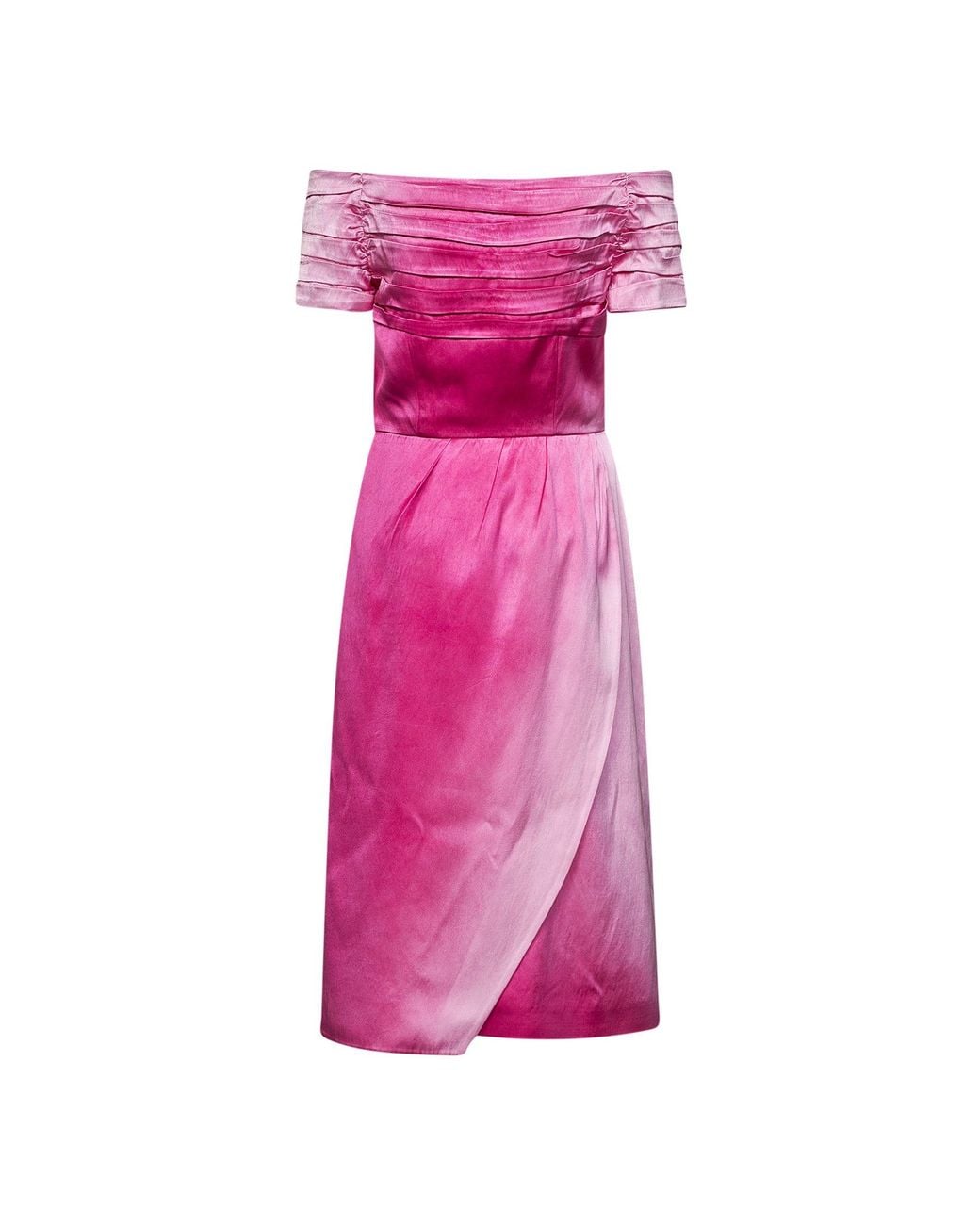 Prada Abbigliamento Pink Fuchsia Washed Duchesse Midi Dress