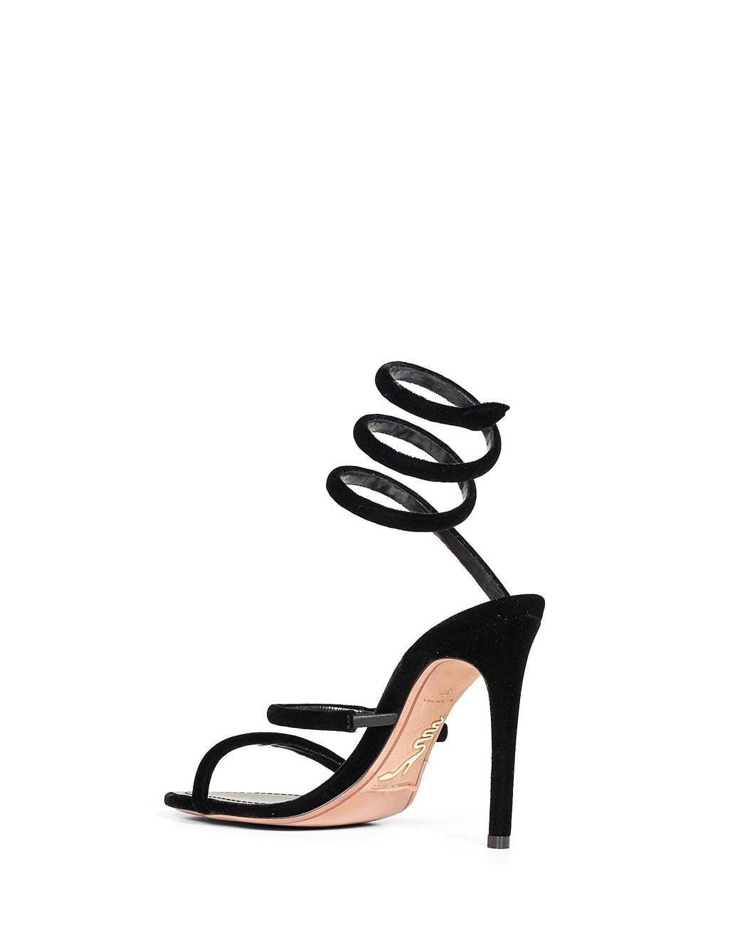 Rene Caovilla Black Sandals Cleo Velvet Fabric