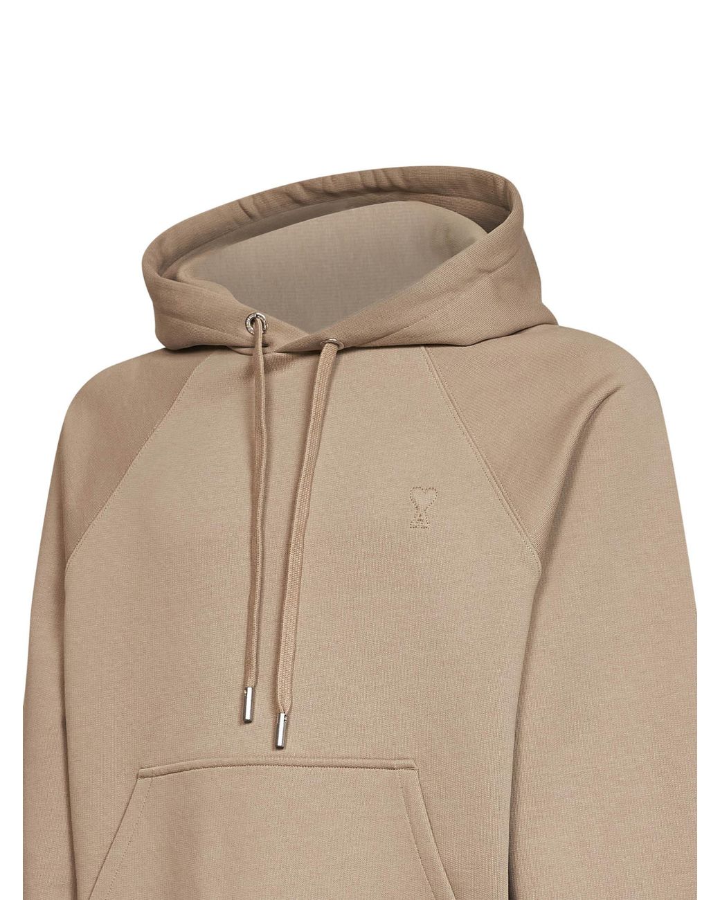 AMI Natural Loopback Jersey Ami De Cœur Embossed Hoodie for men
