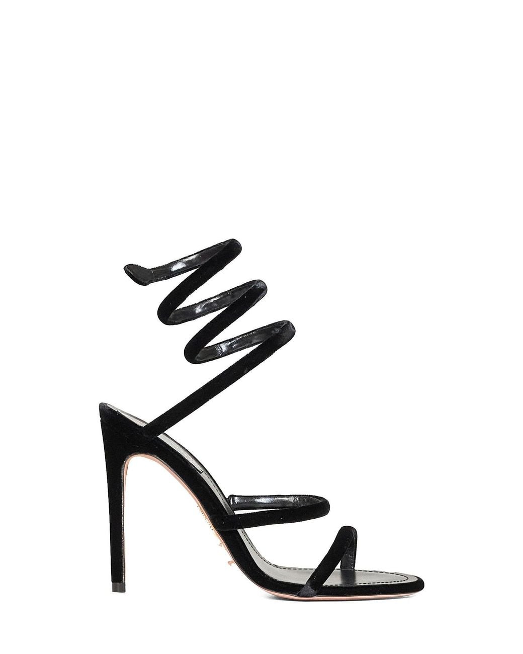 Rene Caovilla Black Sandals Cleo Velvet Fabric