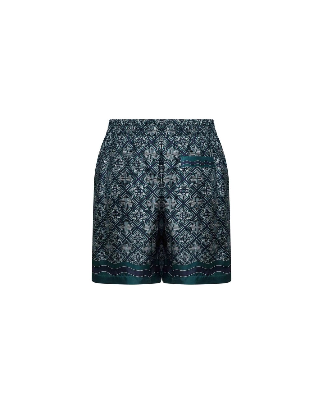 Casablanca Blue Printed Silk Radiating Monogram Shorts for men