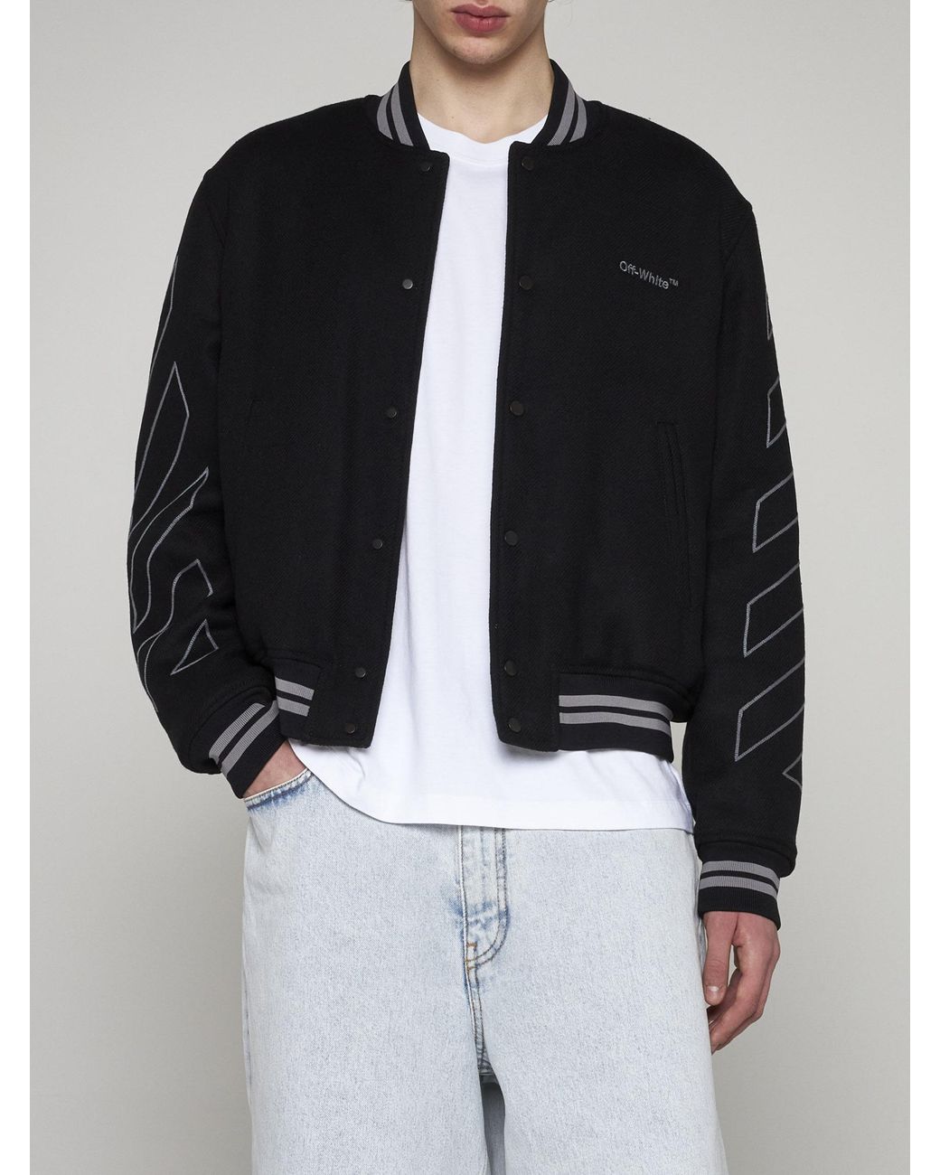 Off-White - Varsity wool bomber jacket black - The Corner