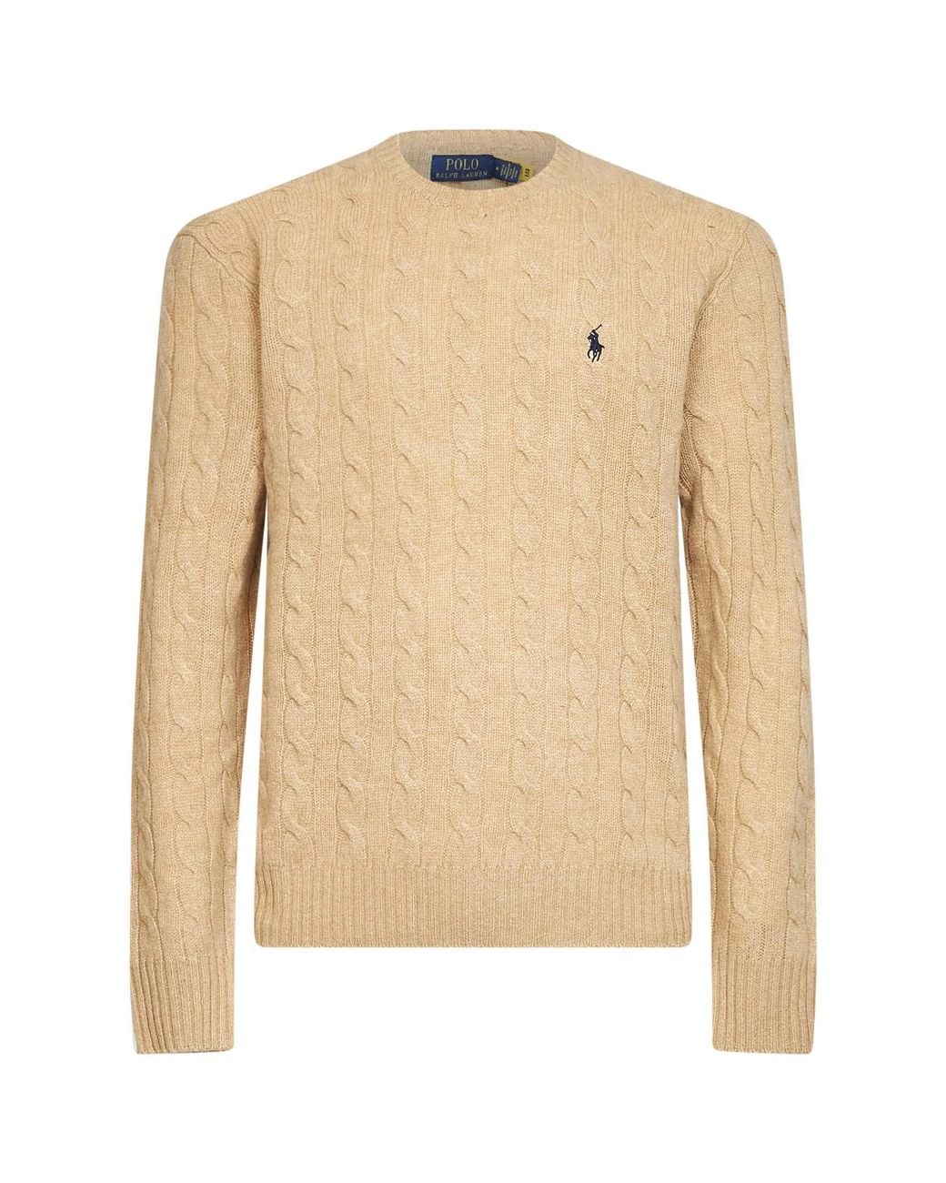 Polo Ralph Lauren Natural Camel Melange Cable-Knit Wool And Cashmere Sweater for men