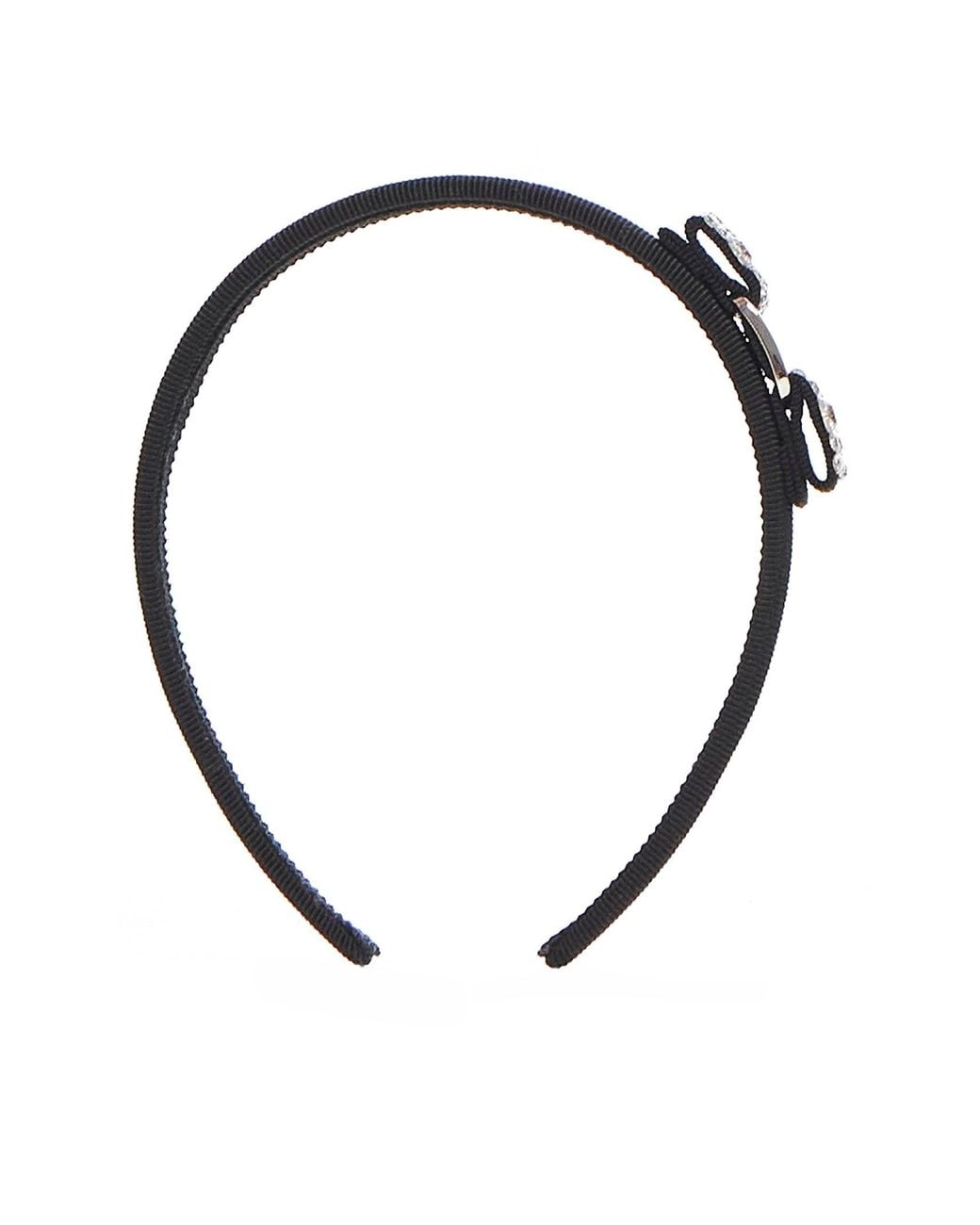 Ferragamo Black Vara Rhinestone Bow Grosgrain Headband By