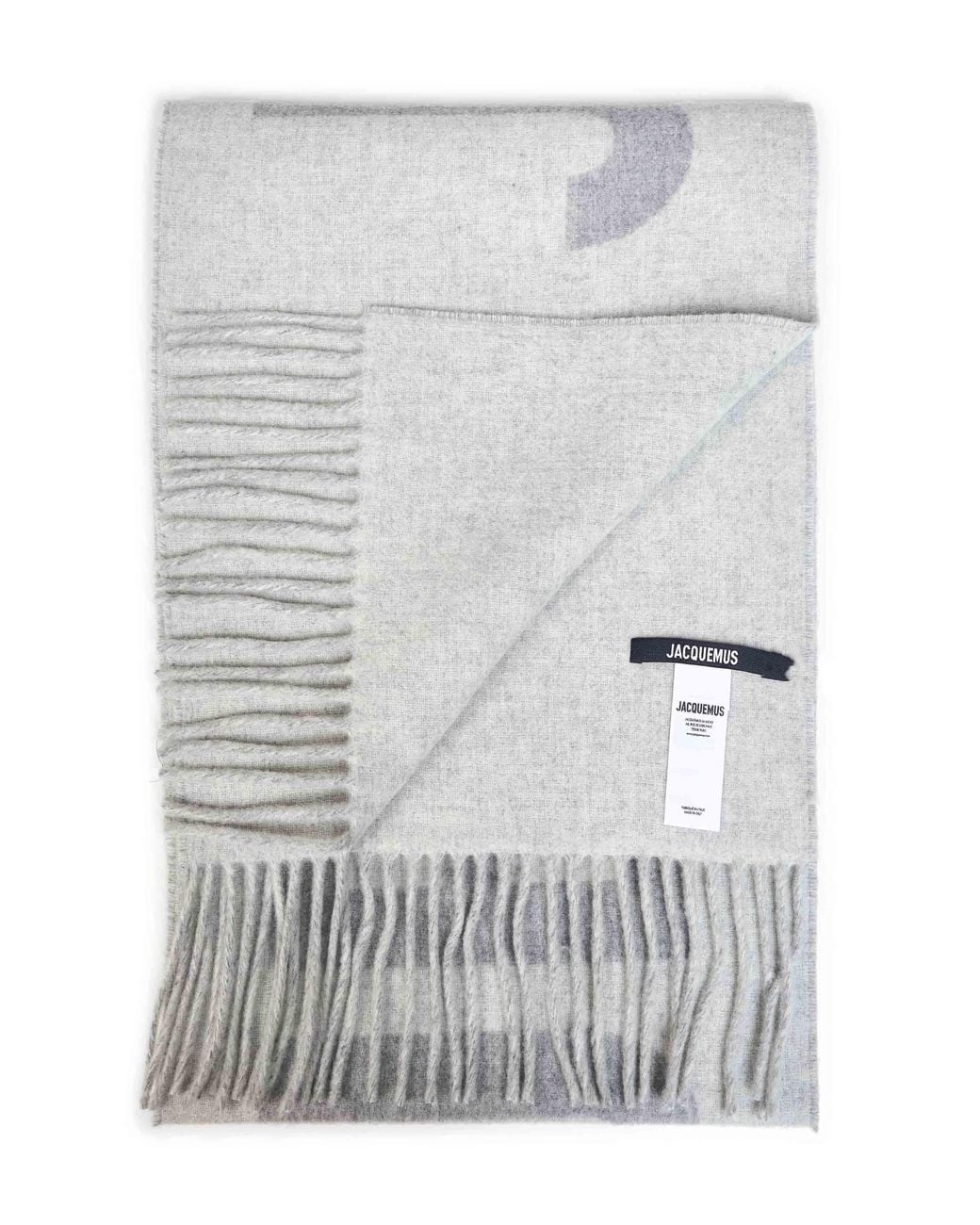 Jacquemus White Wool The Fringe Logo Scarf for men
