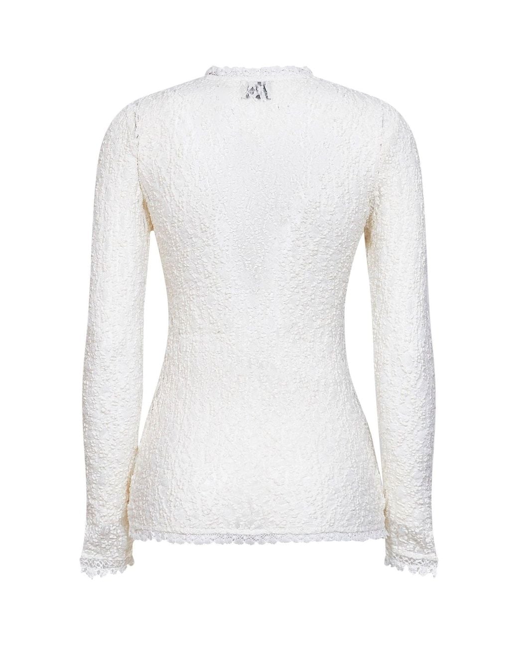 Isabel Marant White Stretch Lace Brany Long-Sleeved Top