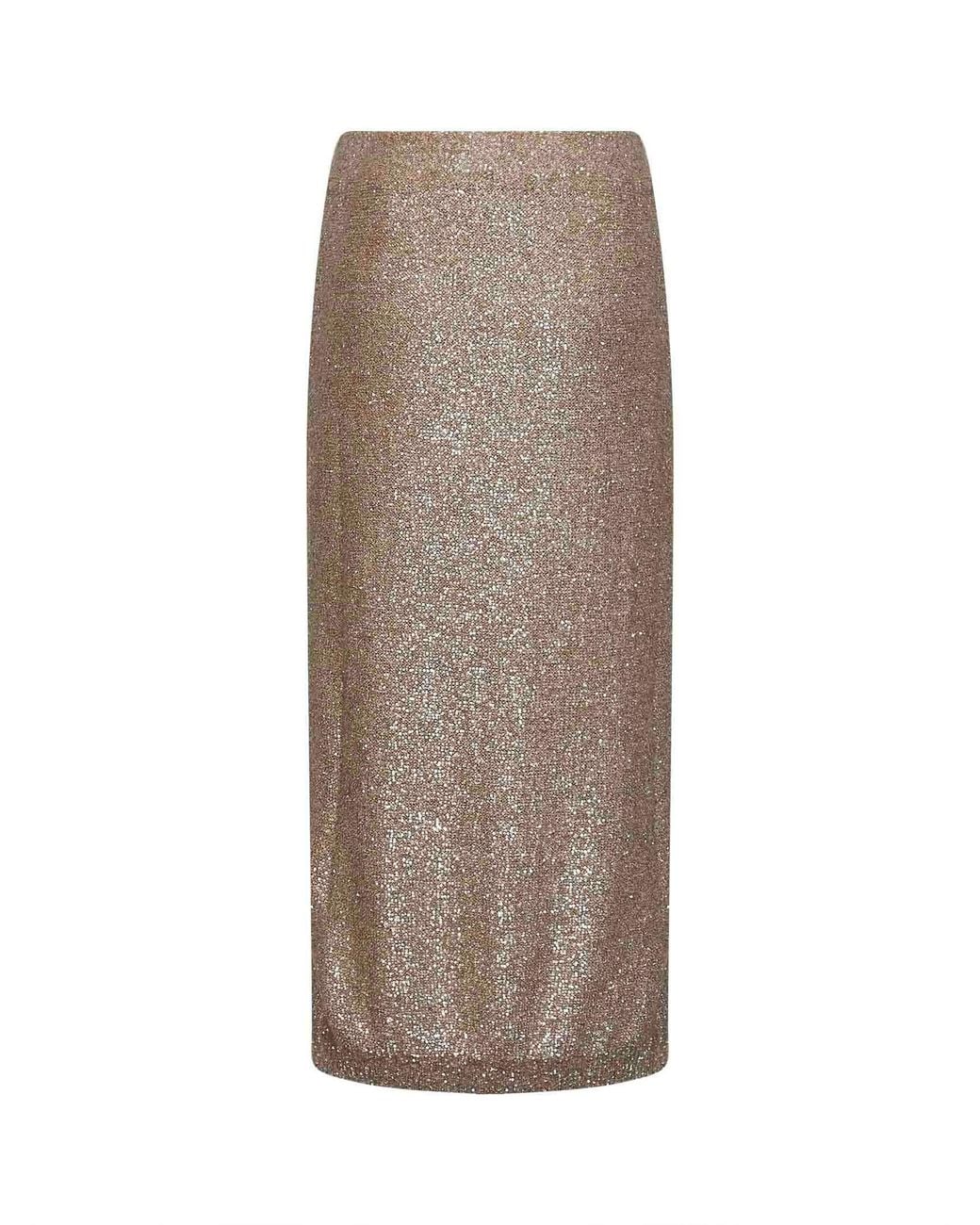 Brunello Cucinelli Gray Light Mohair-Blend Knit Dazzling Texture Long Skirt