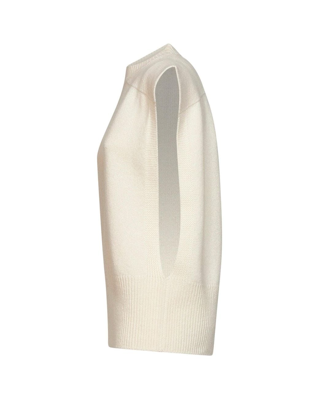Uma Wang White Off- Cashmere Front Sleeveless Top