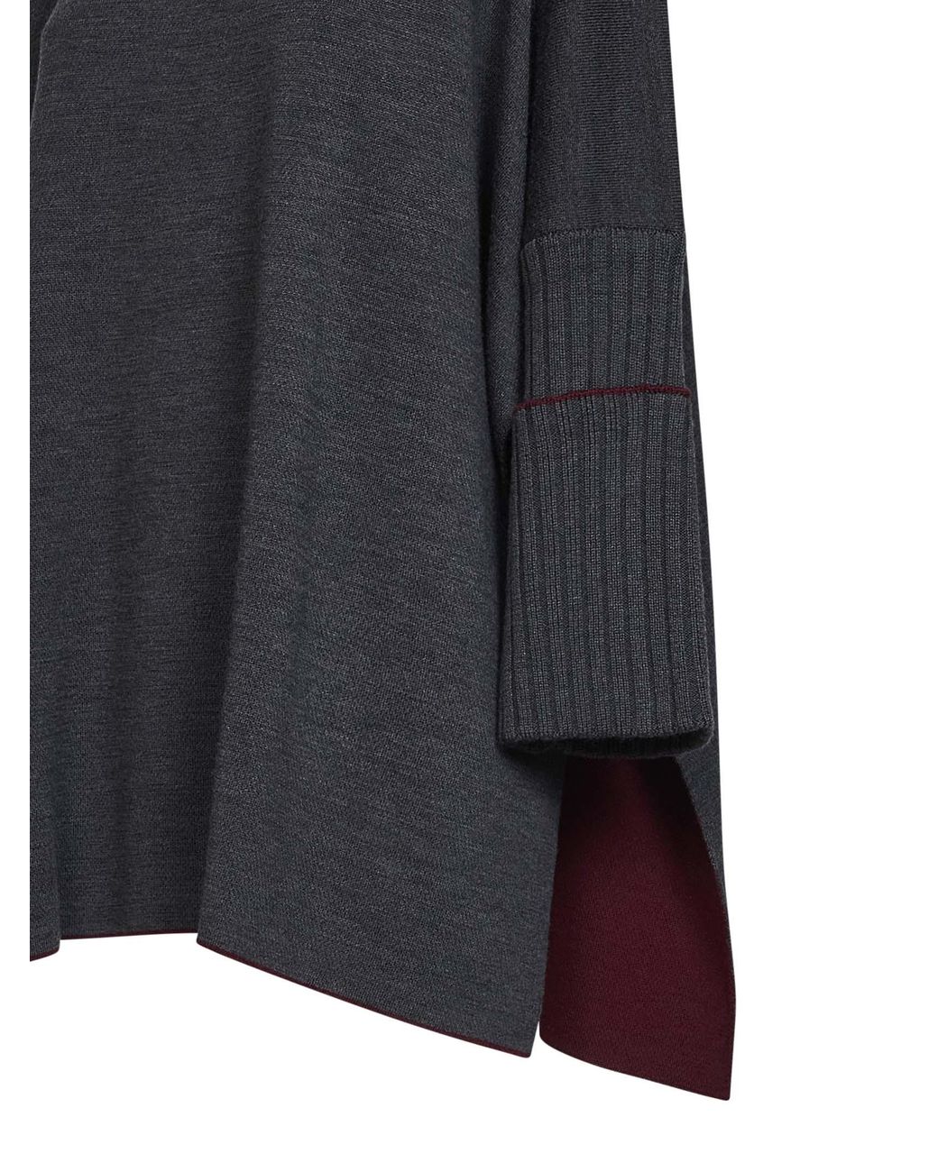 Herno Black Virgin Wool Knit Poncho-Style Top