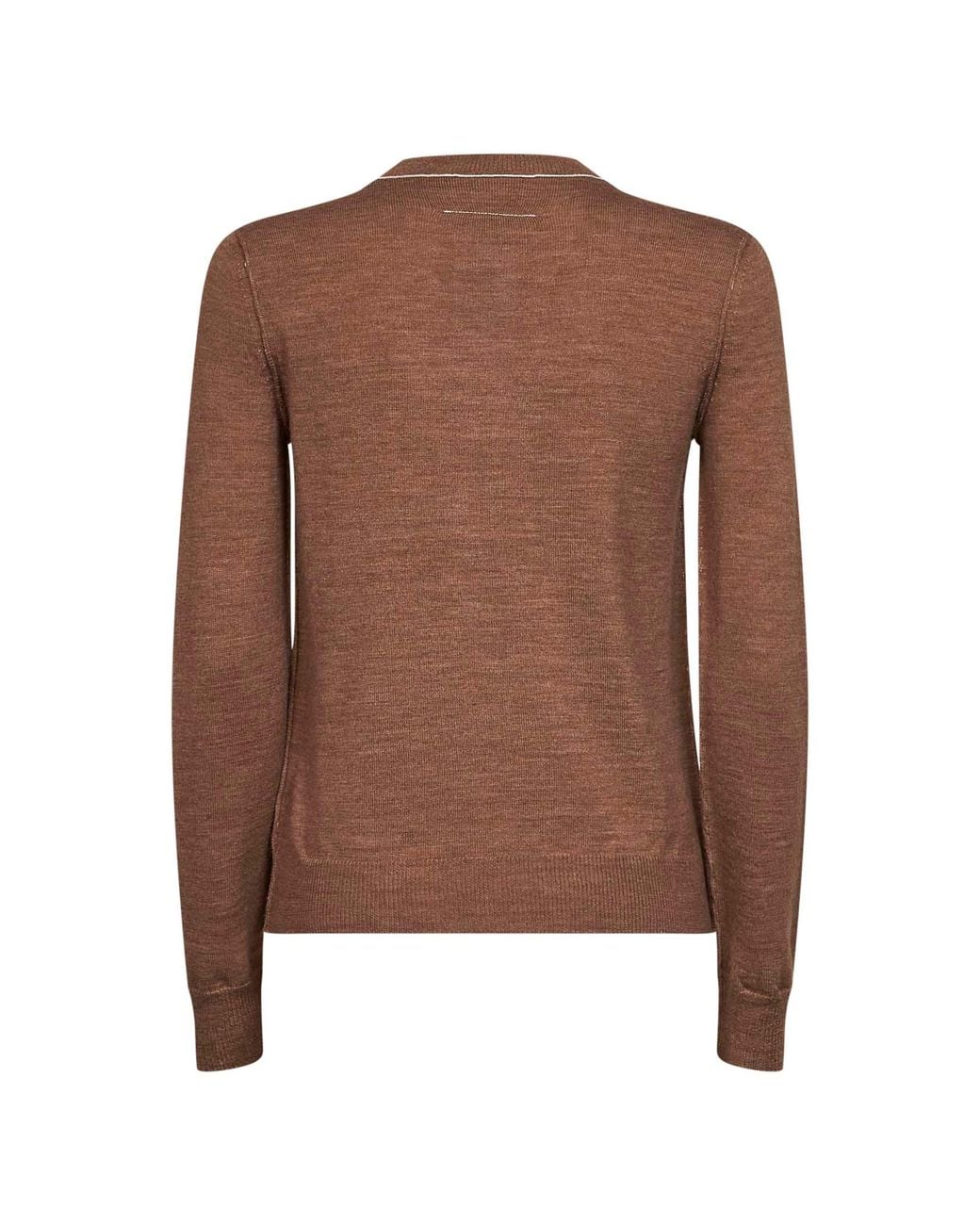 MM6 by Maison Margiela Brown Light Wool Blend Sweater With Contrasting Trims