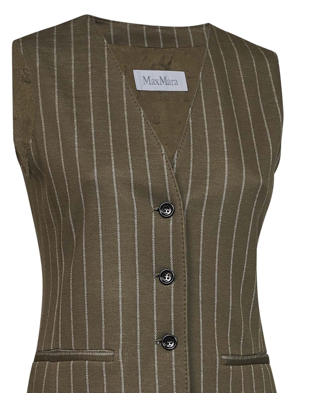 Max Mara Green Vest Mxmriccio Pinstriped Jersey Viscose Waistcoats & Gilets for men