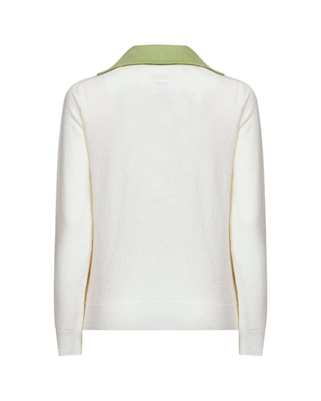 MM6 by Maison Margiela White Off- Wool Blend Sweater With Contrasting Collar