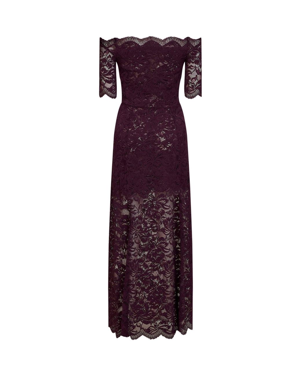 Rabanne Purple Layered Lace Long Dress