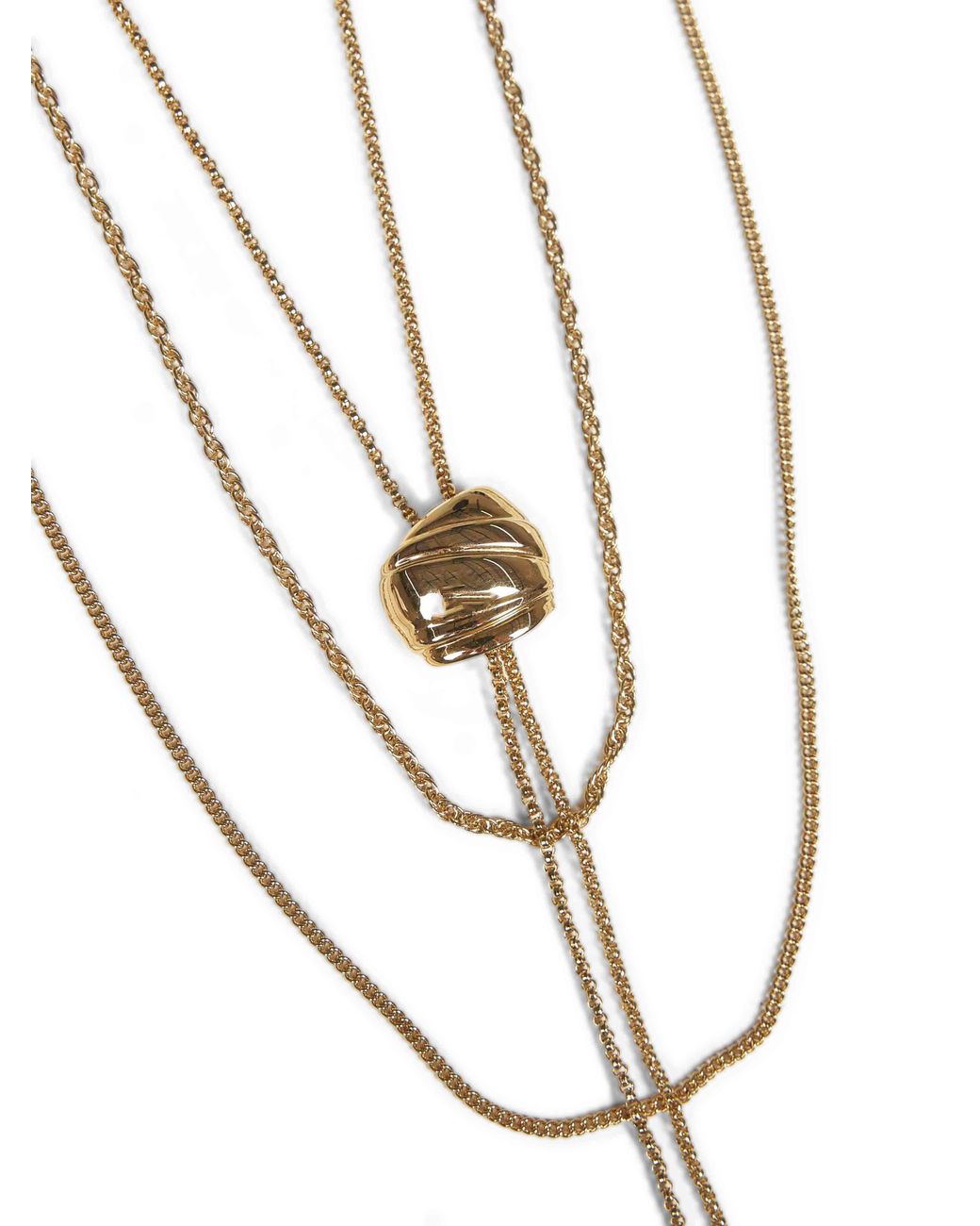Chloé White Metal Long Multi-Chain Necklace