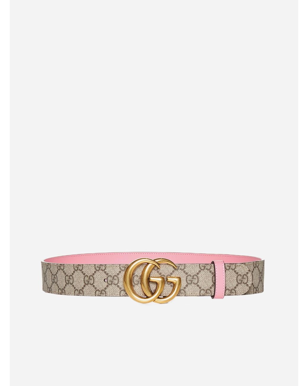 Gucci GG Marmont Reversible Canvas And Leather Belt in Pink | Lyst UK
