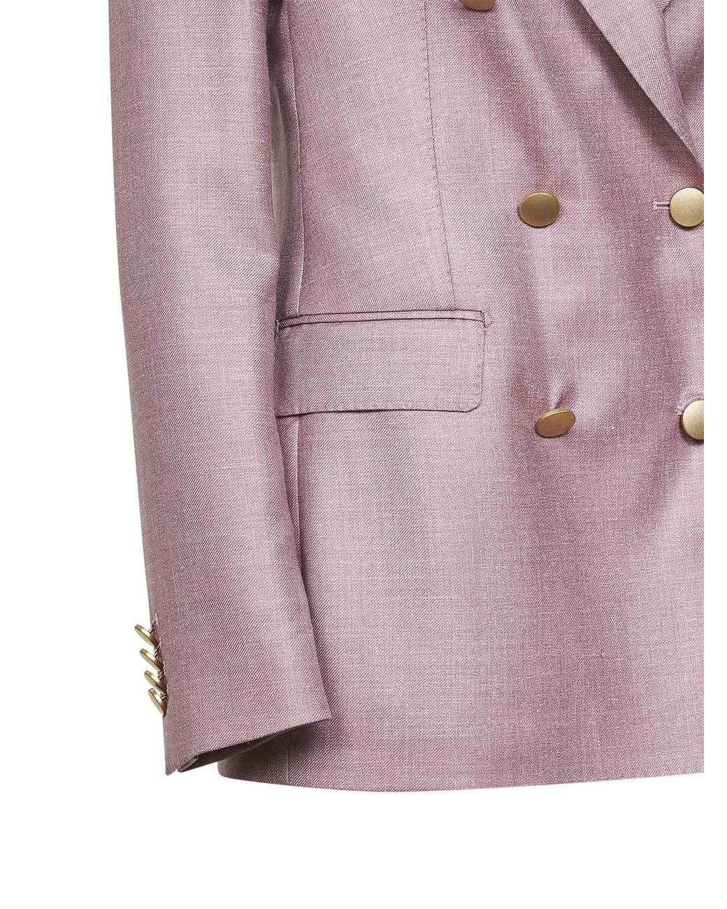 Tagliatore Pink Virgin Wool And Silk Double-Breasted Blazer