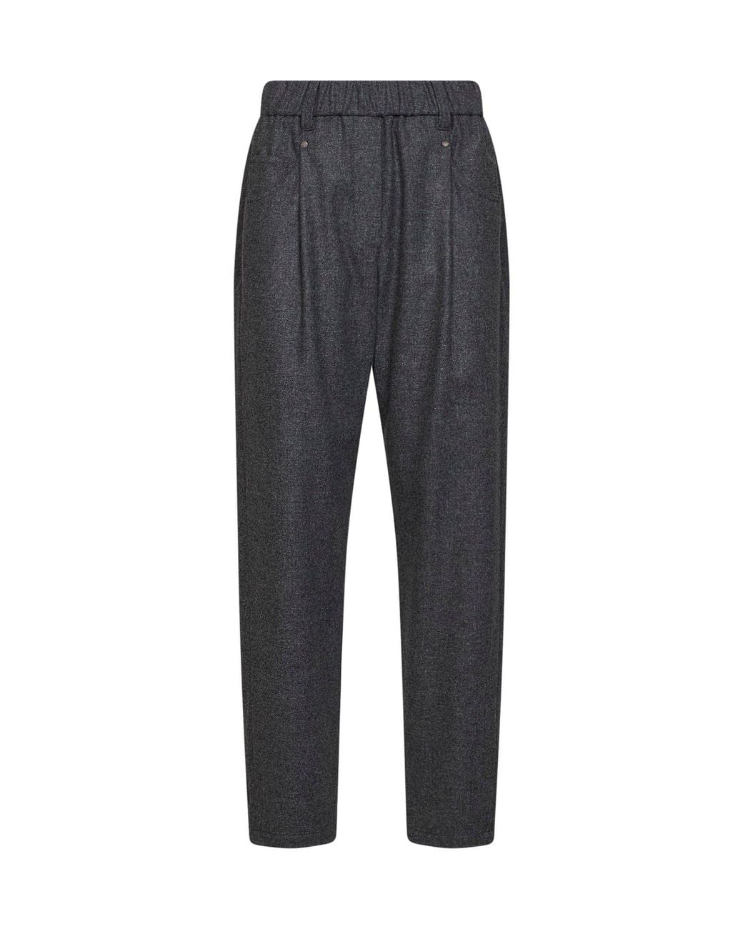Brunello Cucinelli Gray Medium Wool And Cashmere Baggy Pull-On Trousers