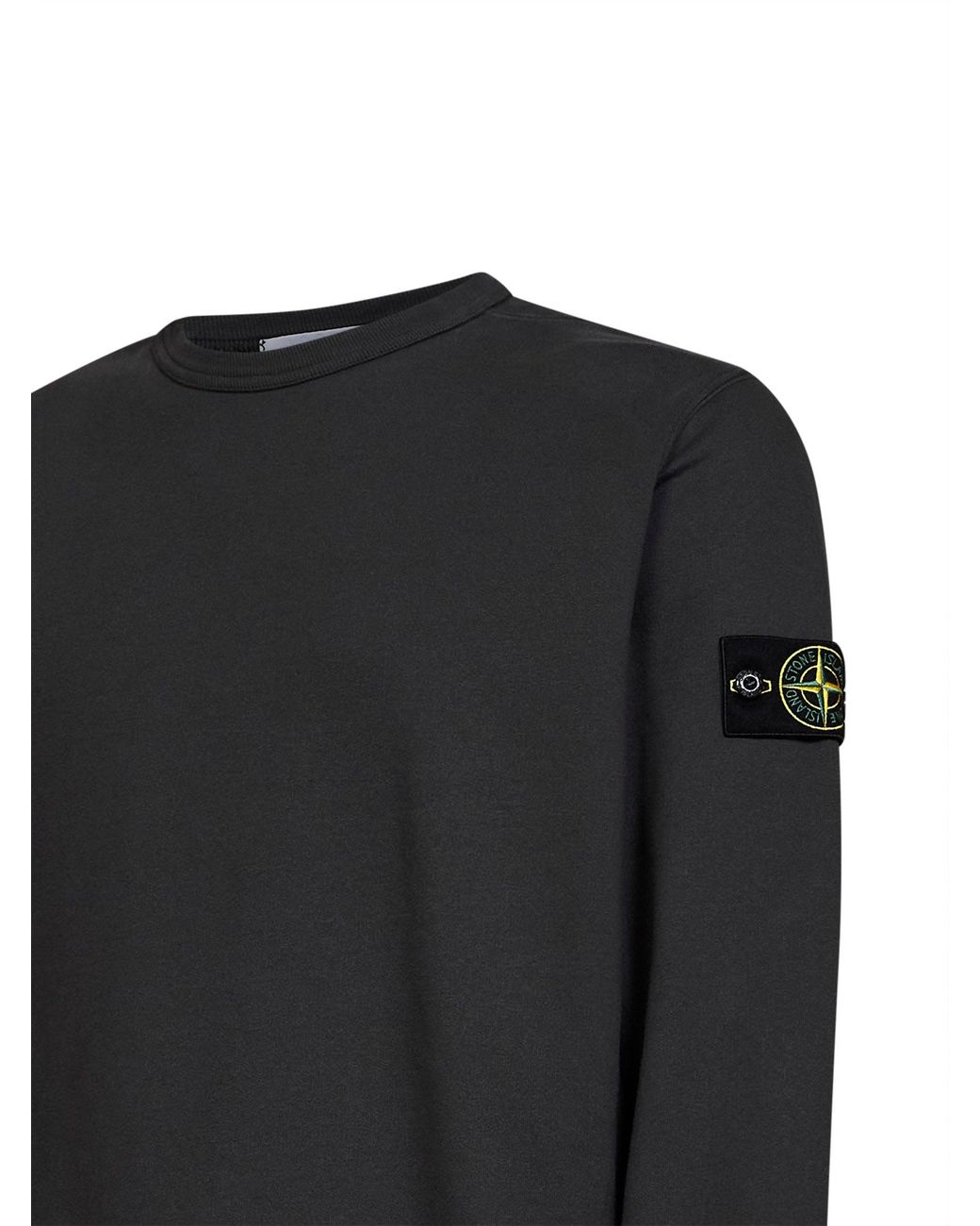 Stone Island Black Lead Organic Stretch Cotton Crewneck Sweatshirt for men