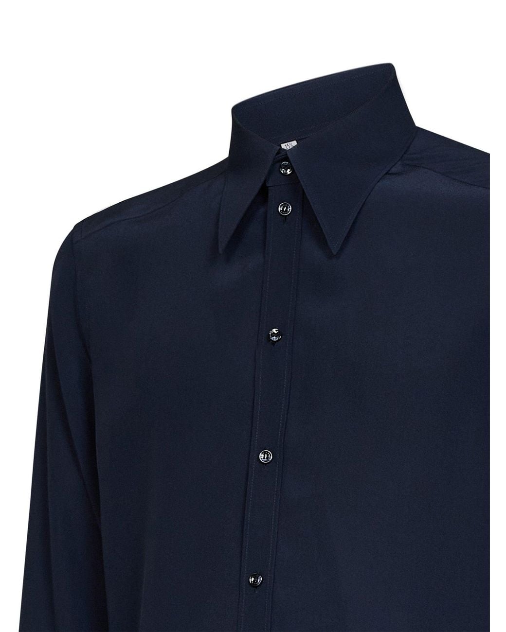 Dolce & Gabbana Blue Dark Silk Crêpe De Chine Martini Shirt for men