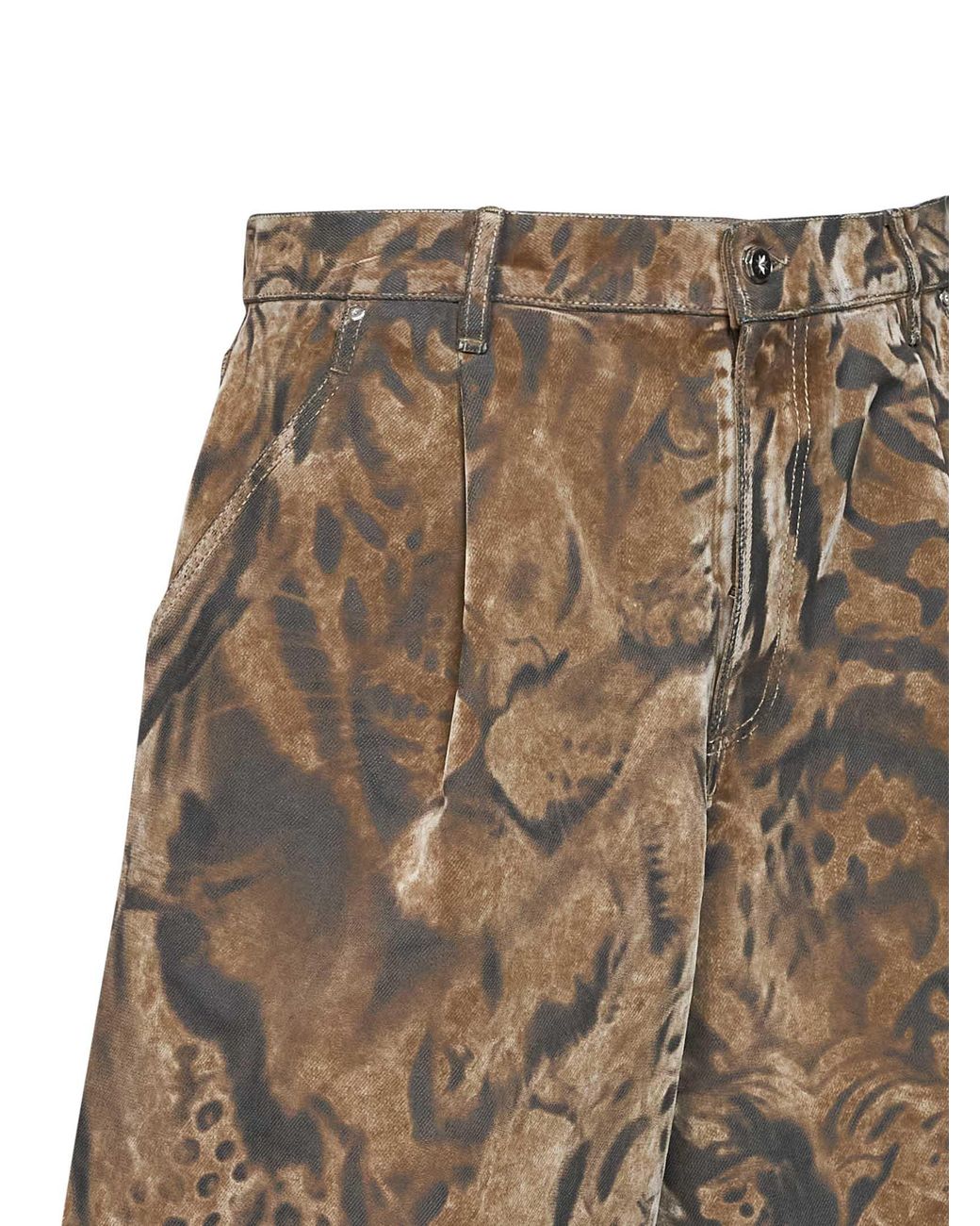 PDF White Tiger-Print Cotton Denim Slouchy Bermuda Shorts for men