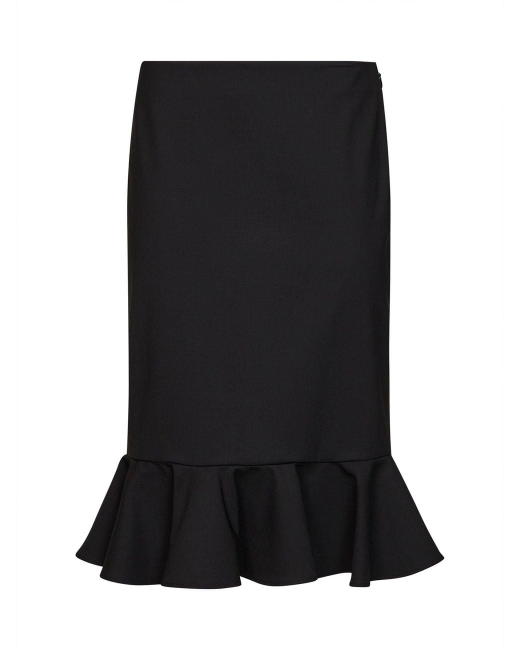 GIUSEPPE DI MORABITO Black Virgin Wool Midi Skirt With Ruffle