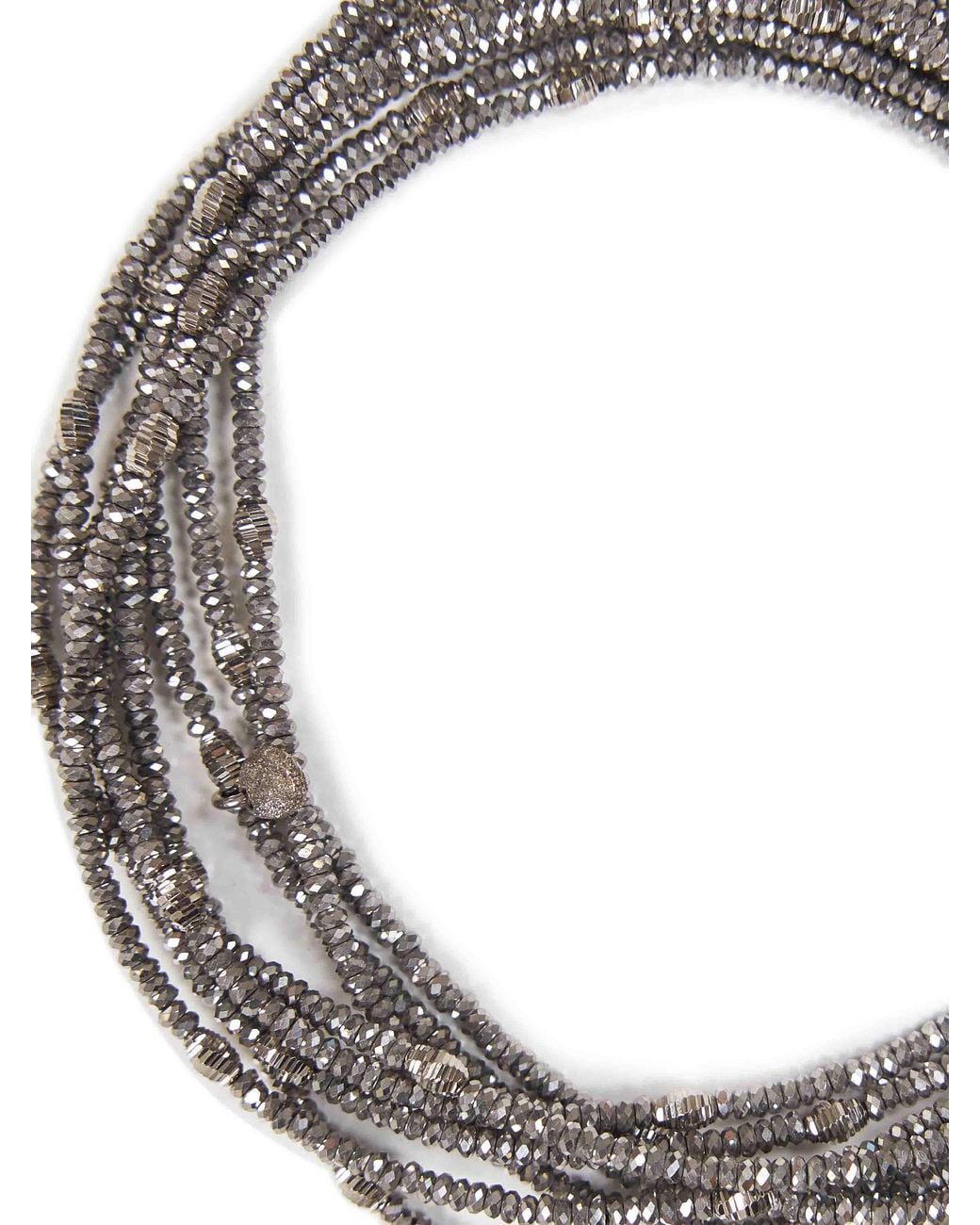 Brunello Cucinelli Metallic Hematite And Sterling Wrap Bracelet