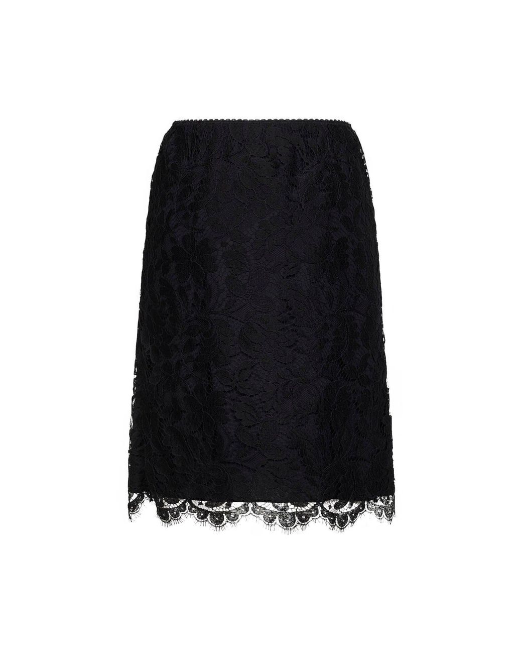 Chloé Black Floral Lace Straight Skirt