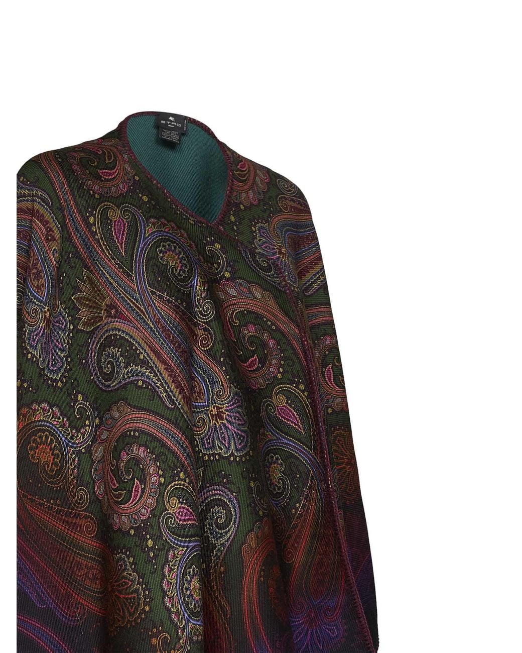 Etro Blue Wool And Modal Double Cloth Reversible Cape