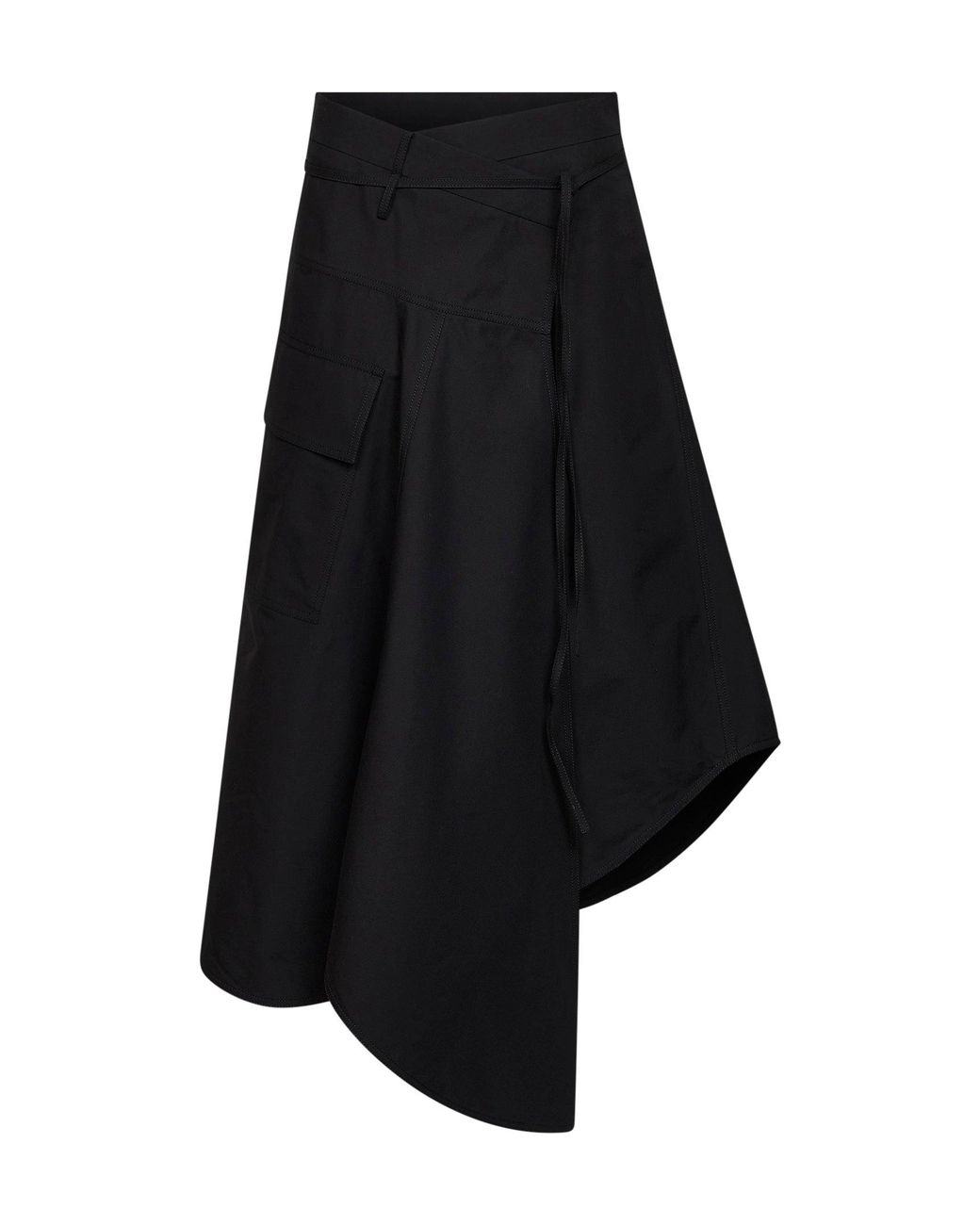 Bottega Veneta Black Long Asymmetric Cotton Skirt